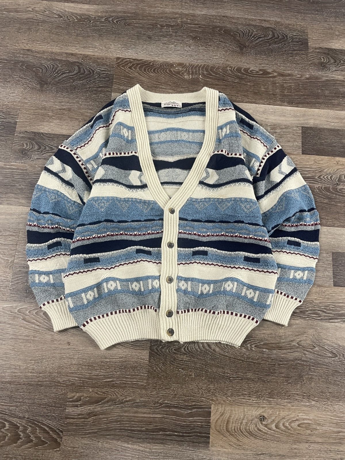 Coogi Vintage Coogi style 3d textured knit cardigan Size US XL / EU 56 / 4 - 1 Thumbnail