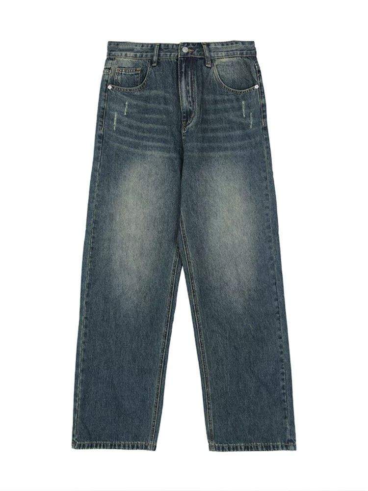 Jean Japanese retro men's loose casual distressed straight jeans Size US 32 / EU 48 - 4 Thumbnail