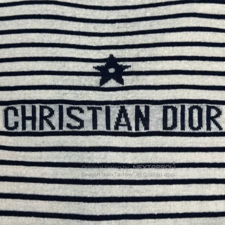 Dior Dior Beige dark blue striped knitted cardigan coat Size S / US 4 / IT 40 - 7 Thumbnail