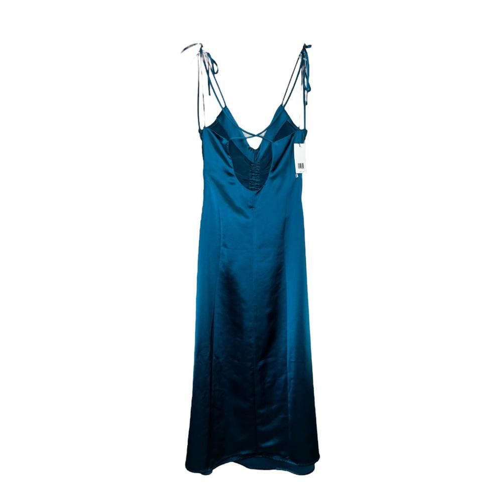 Designer Jason Wu l NWT Teal Satin Midi Dress Small Size S / US 4 / IT 40 - 3 Thumbnail