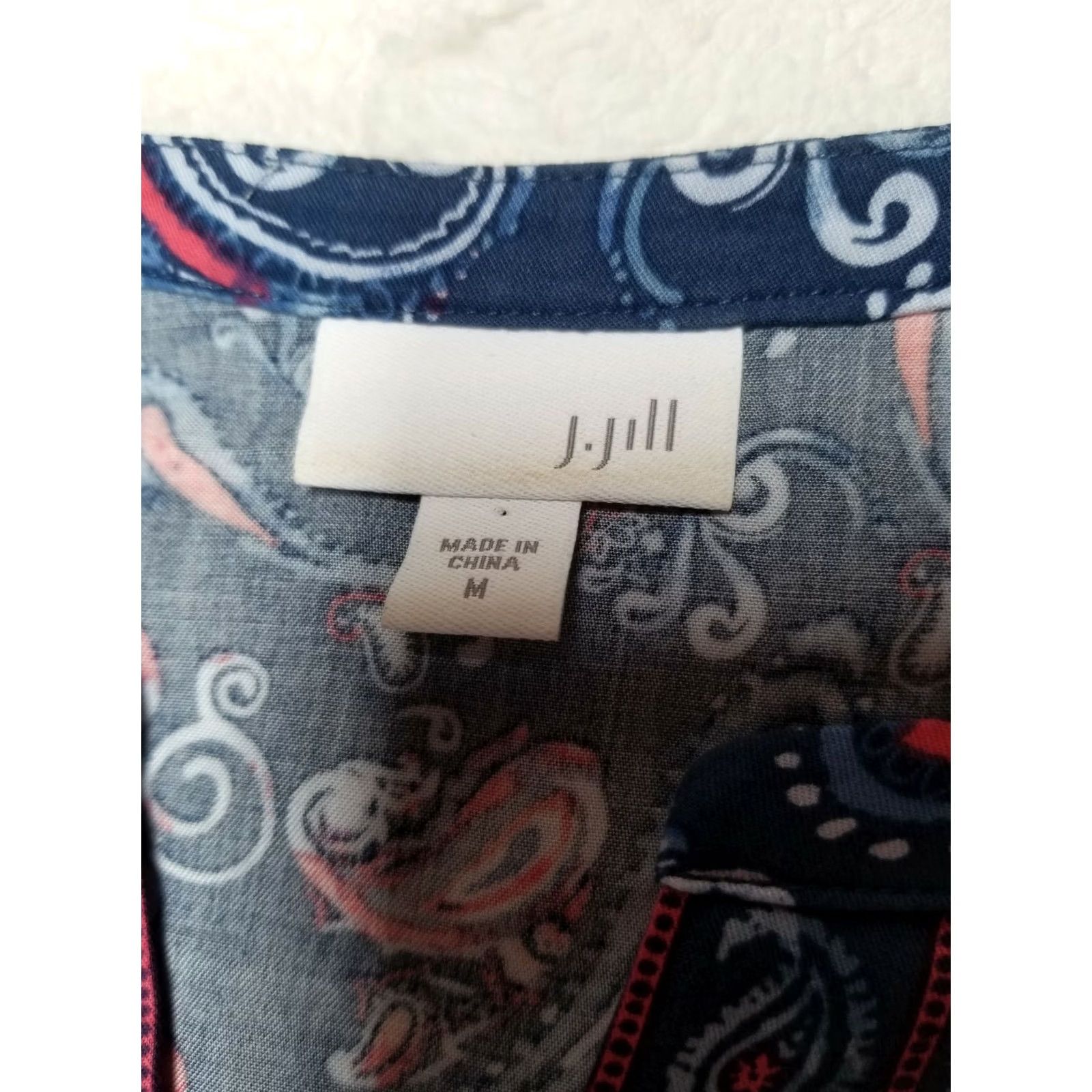 J. Jill J. Jill Womens Tunic Long Sleeves Paisley Round Split Neckline Blue Medium Size M / US 6-8 / IT 42-44 - 3 Thumbnail