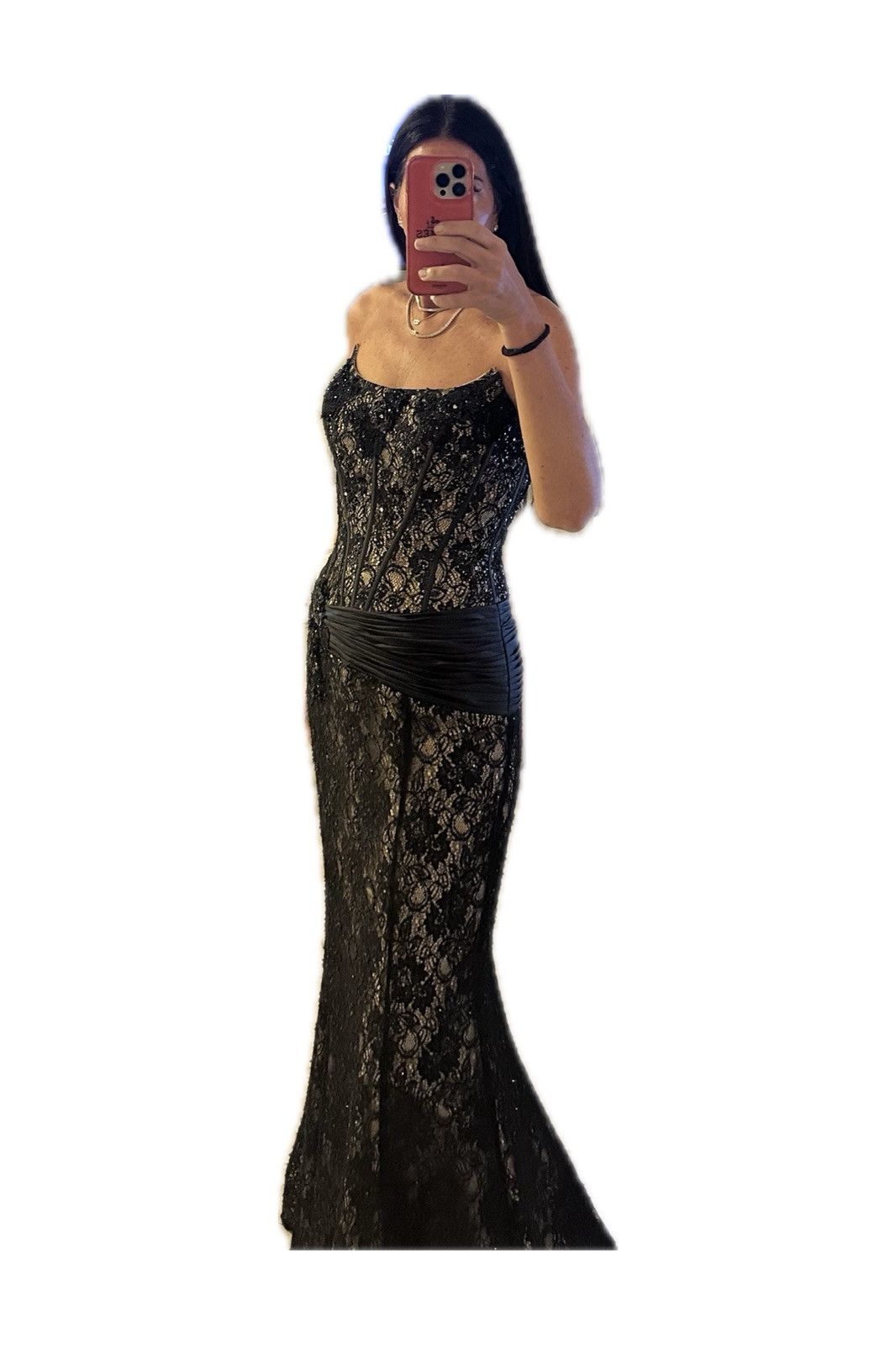 Absolutely Stunning Black Lace Boned Bustier Mermaid Gown