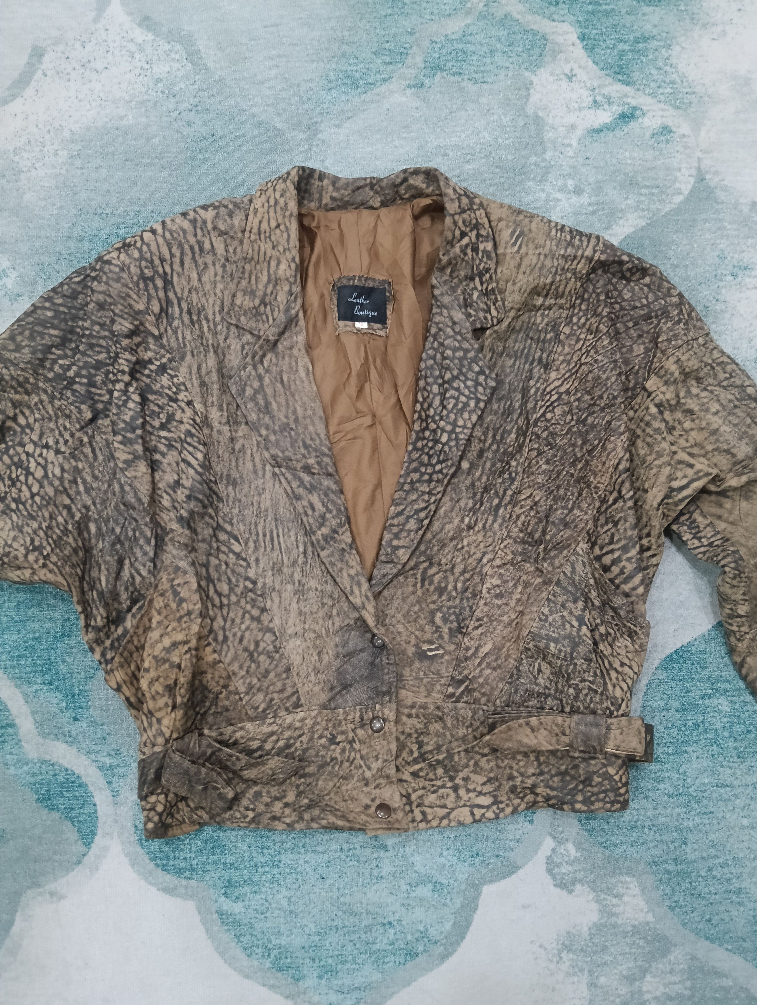 Designer × Fashion Victim × Leather Vintage Cropped Jacket Size L / US 10 / IT 46 - 3 Thumbnail