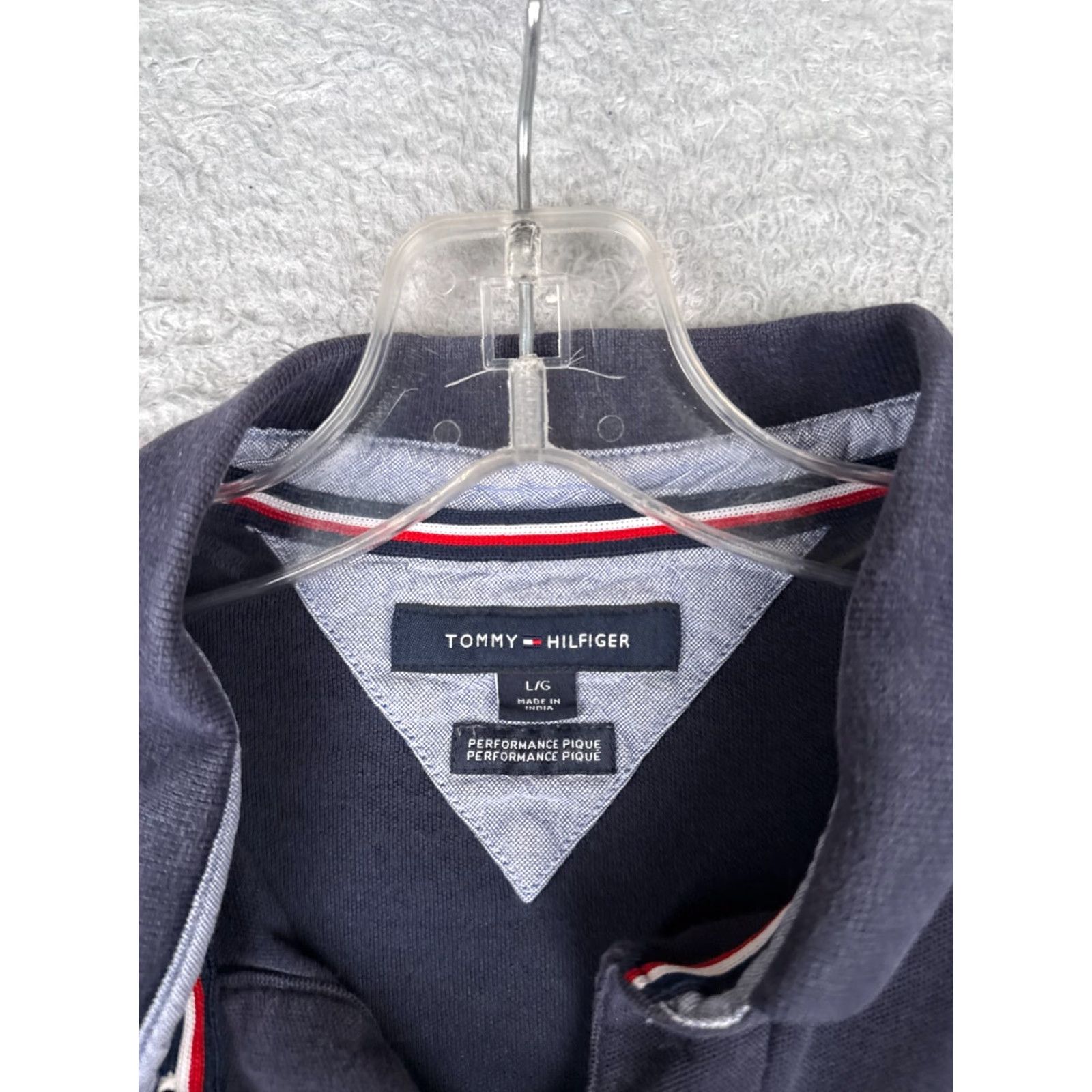 Tommy Hilfiger VINTAGE Tommy Hilfiger Polo Shirt Men Large Blue 100% Cotton Performance Pique READ Size US L / EU 52-54 / 3 - 7 Thumbnail