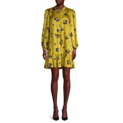 Rebecca Minkoff Rebecca Minkoff Yellow Floral Ruffle Hem XL HELEN Shirtdress Size XL / US 12-14 / IT 48-50 - 8 Thumbnail