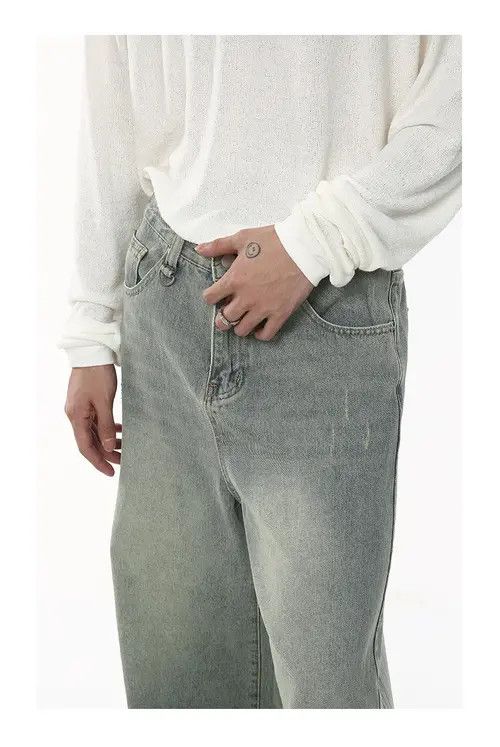 Japanese Brand Loose wide-leg trendy casual washed distressed jeans Size US 32 / EU 48 - 4 Thumbnail