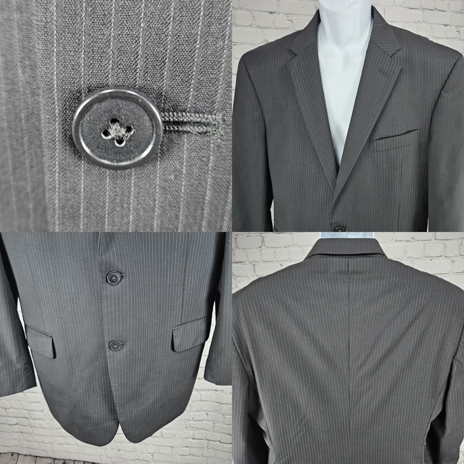 Jos. A. Bank VINTAGE Jos. A. Bank Black 100% Wool Tailored Fit Travelers 2 Button Blazer Sport Coat 43R Size 46R - 8 Thumbnail