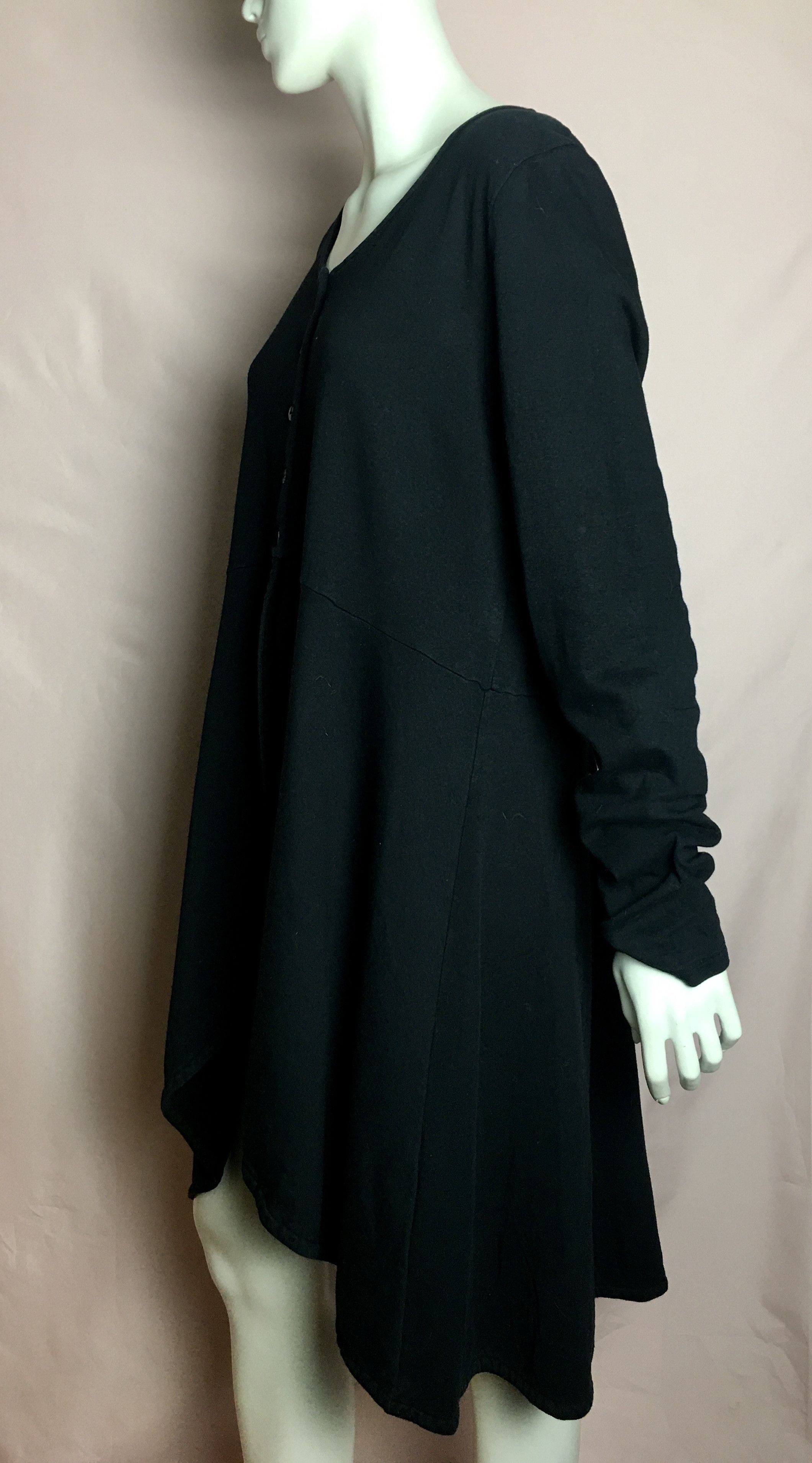 Rundholz Privatsachen Commerz Cocoon Black Cotton Oversized Dress Size M / US 6-8 / IT 42-44 - 3 Thumbnail