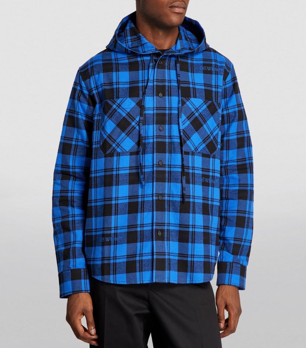 Off-White o1y0325 Logo Hooded Checked Shirt in Multicolor Size US S / EU 44-46 / 1 - 2 Thumbnail