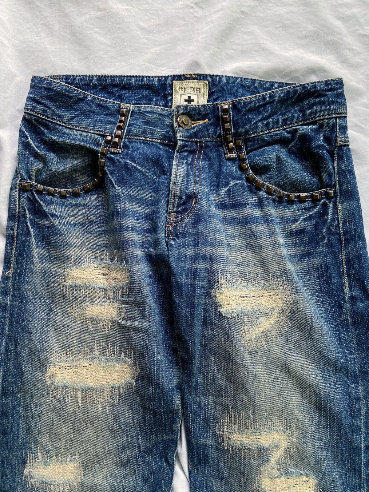 PPFM COOK JEANS #E99 DISTRESSED PUNK DENIM Size US 31 - 5 Thumbnail