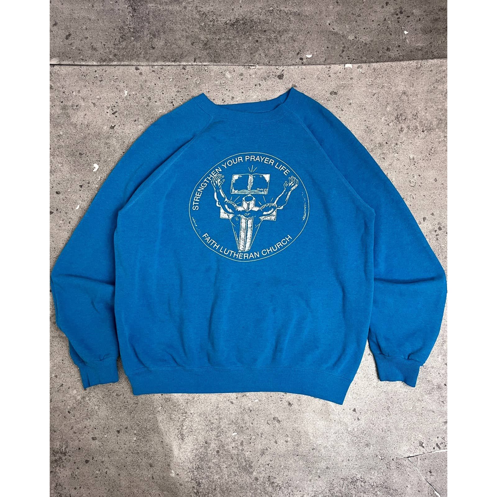 Vintage "Prayer" Raglan Sweatshirt (L) - 1980s Size US L / EU 52-54 / 3 - 1 Preview