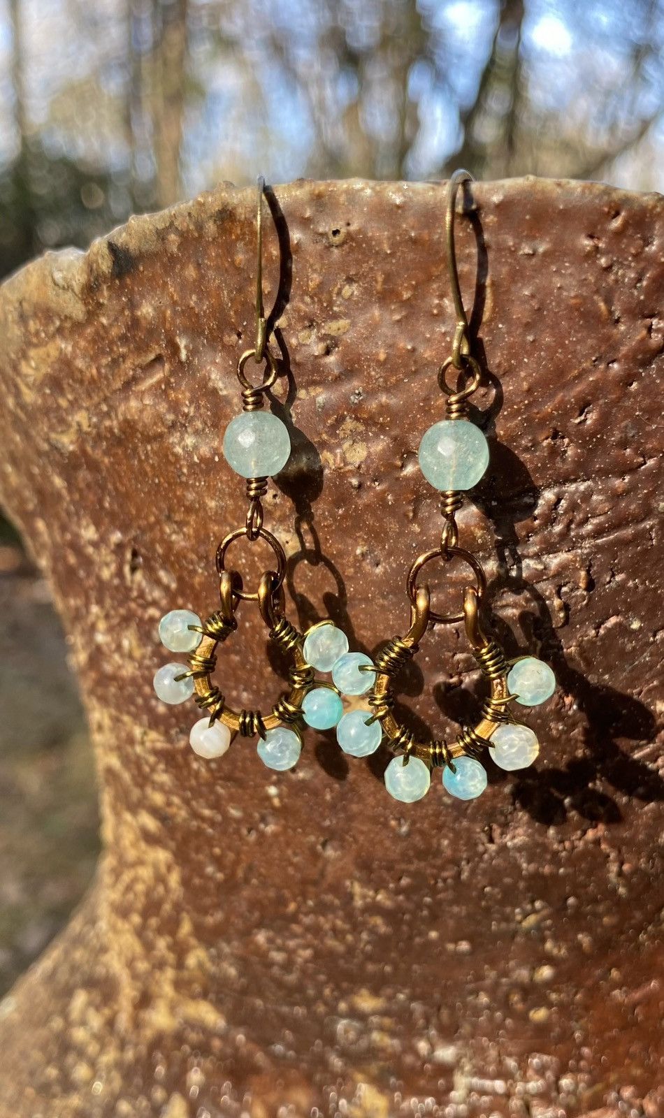 Handmade Agate Hoop Earrings Size ONE SIZE - 3 Thumbnail
