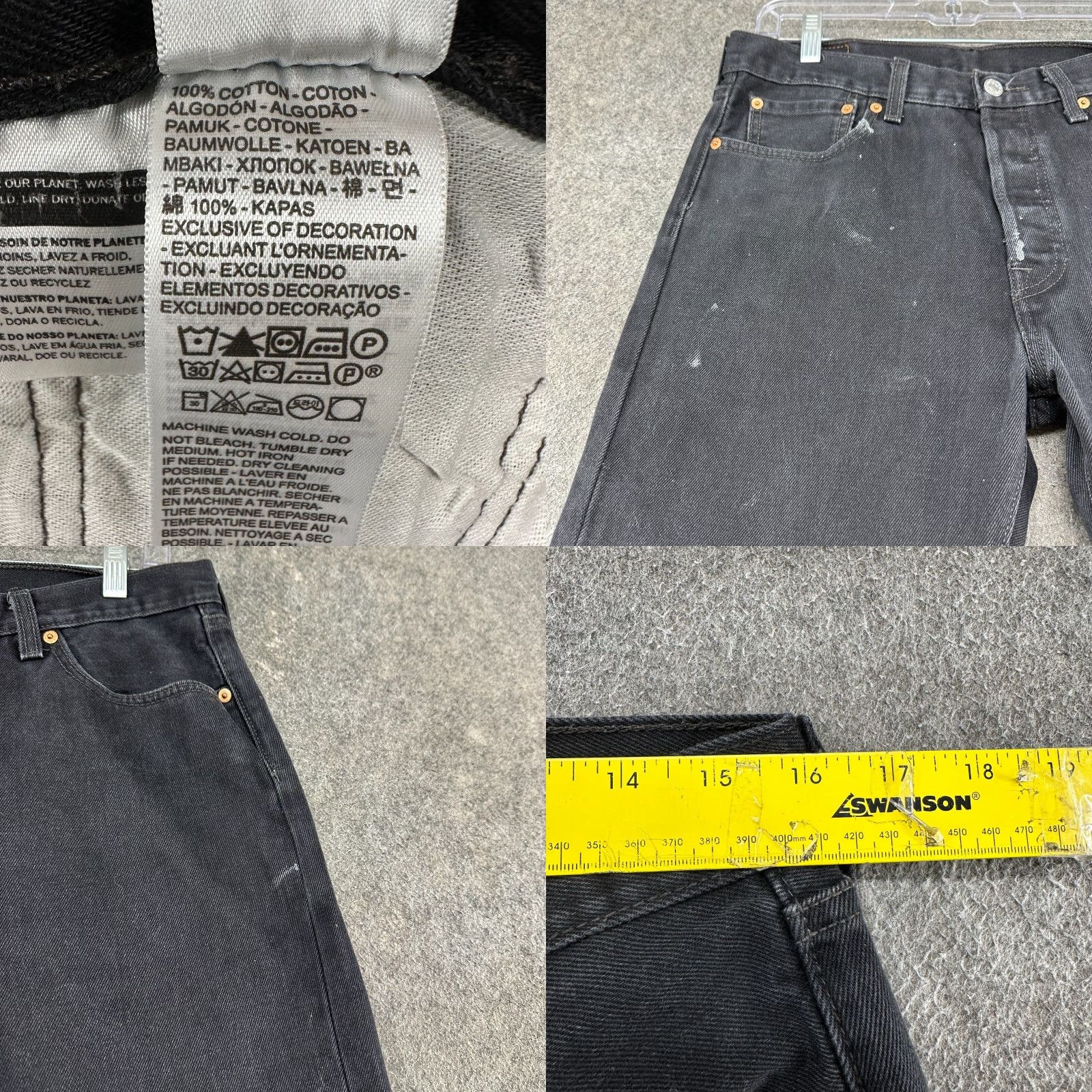 Levi's Levi's 501 Jeans Men Regular Black Distressed Straight Leg 32x32 Size US 32 / EU 48 - 9 Thumbnail