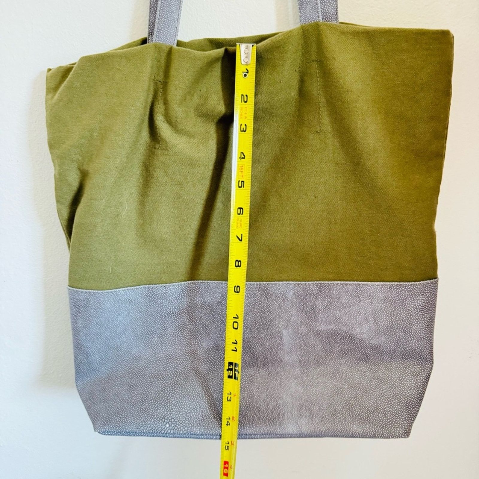 Anthropologie ANTHROPOLOGIE Olive Green Grey Canvas Shoulder Bag Purse Size ONE SIZE - 10 Thumbnail