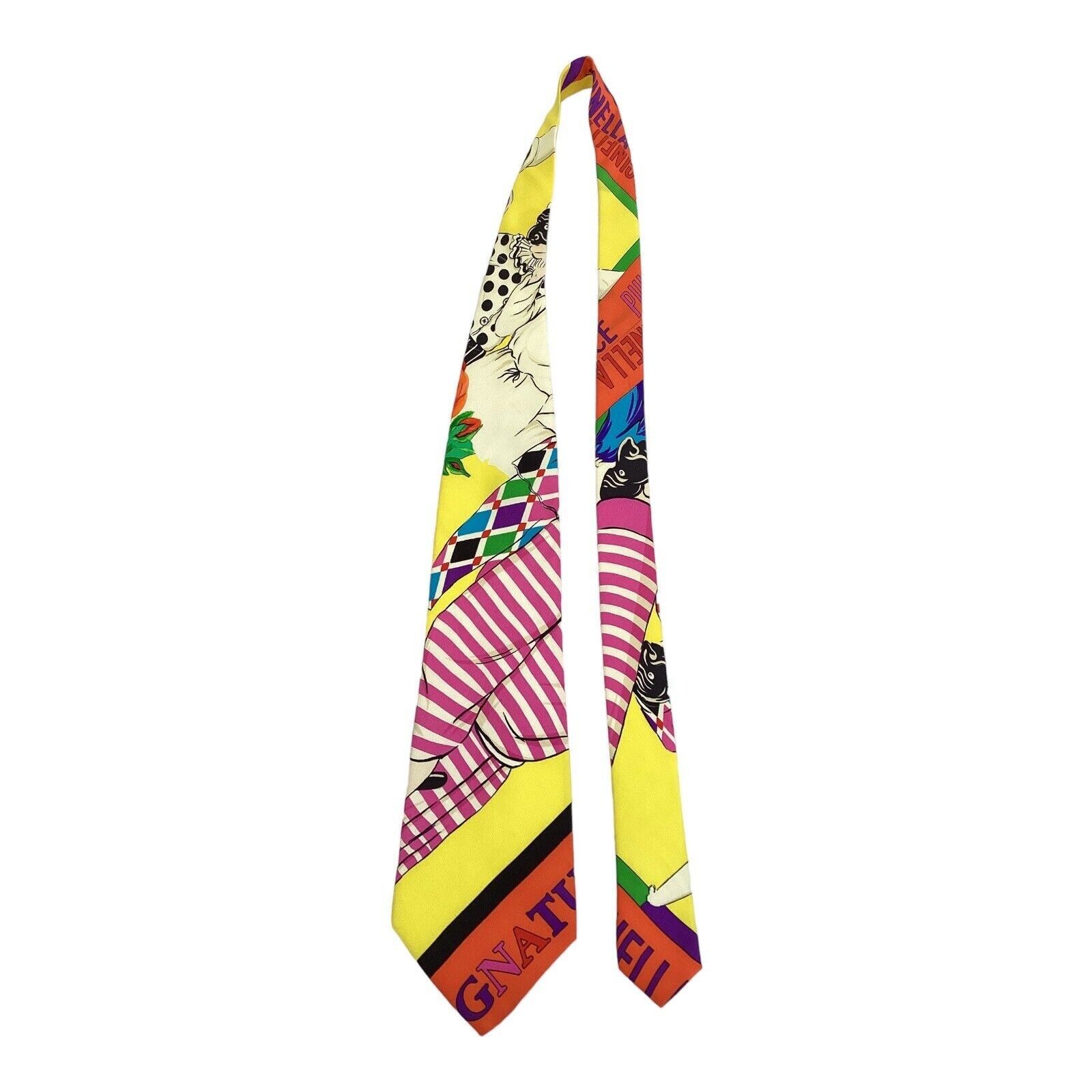 Versace GIANNI VERSACE Yellow Venetian Masquerade Ball Print Silk Ti Size ONE SIZE - 7 Thumbnail
