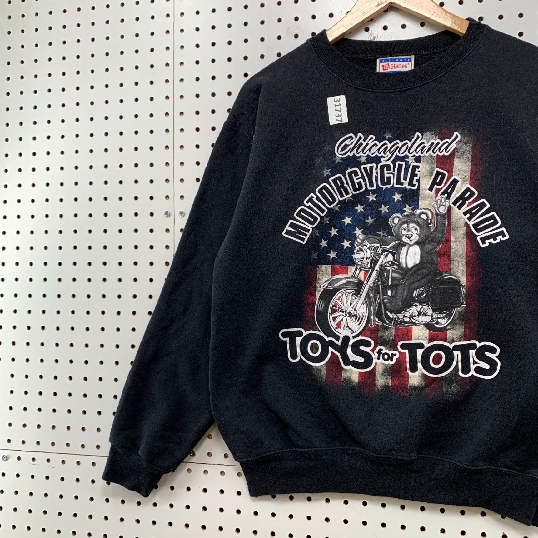 Hanes VINTAGE Hanes Motorcycle Sweatshirt Shirt Mens S Black 2014 20x24.5 Toy For Tots Crewneck Pullover Smoke Free? Size US S / EU 44-46 / 1 - 3 Thumbnail