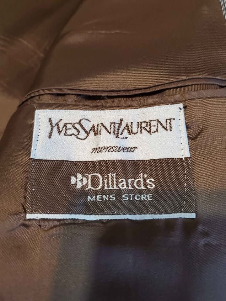 Yves Saint Laurent Vintage Yves Saint Laurent Silver Pinstripe 2-Piece Suit Size 44R - 7 Thumbnail