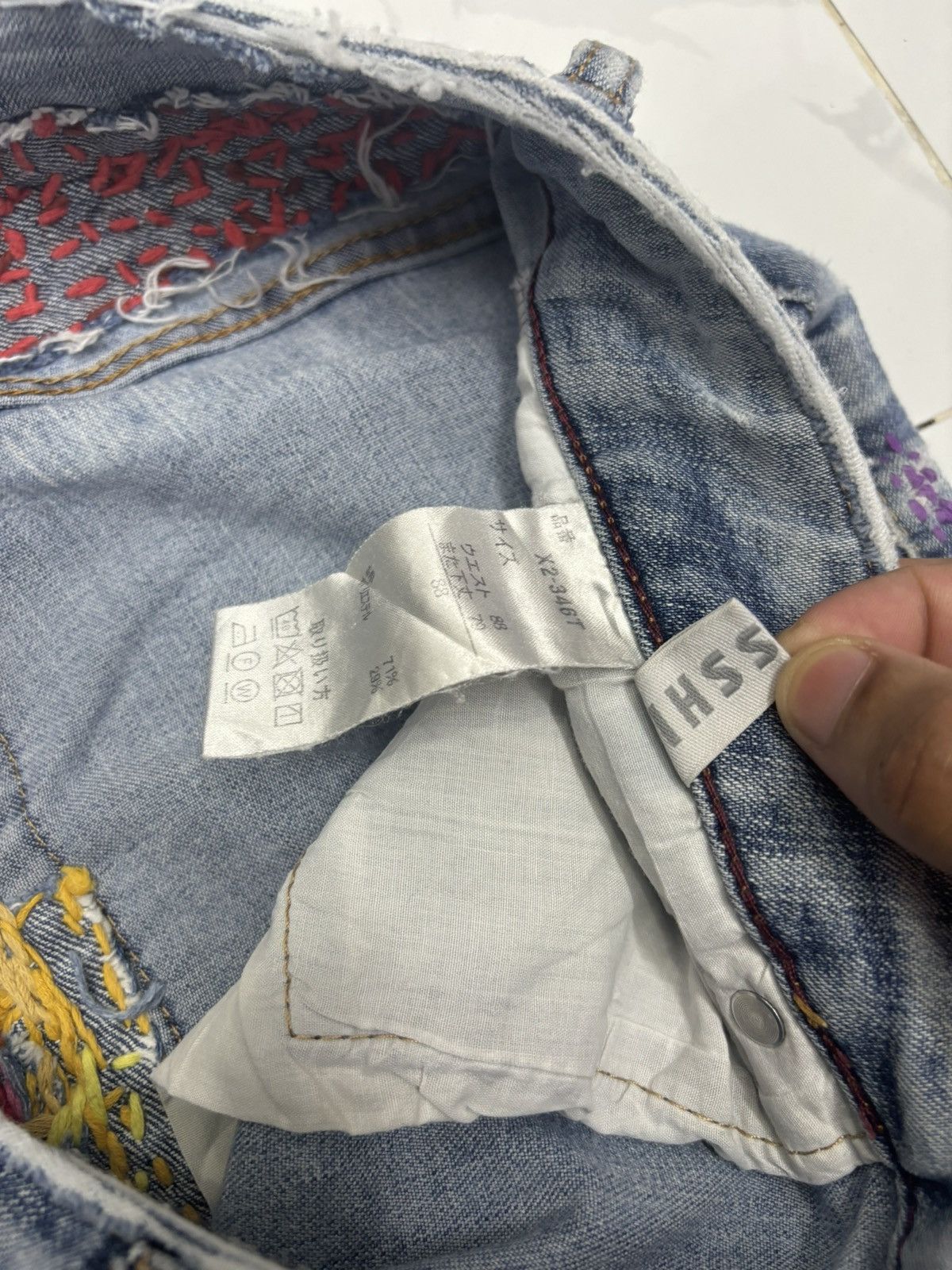 Japanese Brand Vintage Closshi Hand Knit Distressed Denim Jeans Size US 34 / EU 50 - 11 Thumbnail