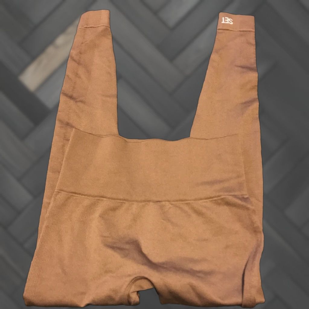 Vintage SET ACTIVE Leggings Small Brown Women Activewear Compression Seamless Sculptflex Size 28" / US 6 / IT 42 - 1 Thumbnail