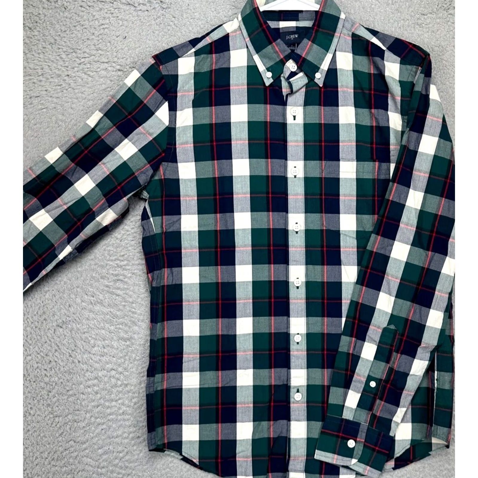 J.Crew J.CREW Shirt Adult Small Slim Button-Down Long Sleeve Plaid Navy Green Mens NEW Size US S / EU 44-46 / 1 - 5 Thumbnail