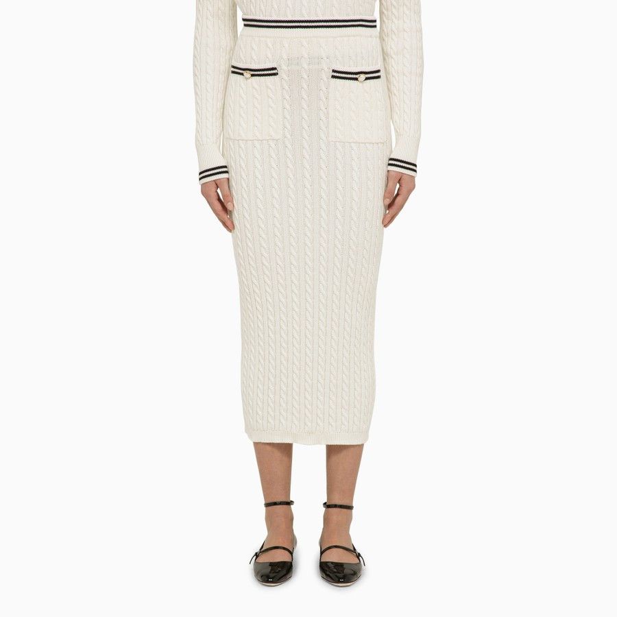 Alessandra Rich o1d2blof0724 Midi Skirts in White Size 30" / US 8 / IT 44 - 1 Thumbnail