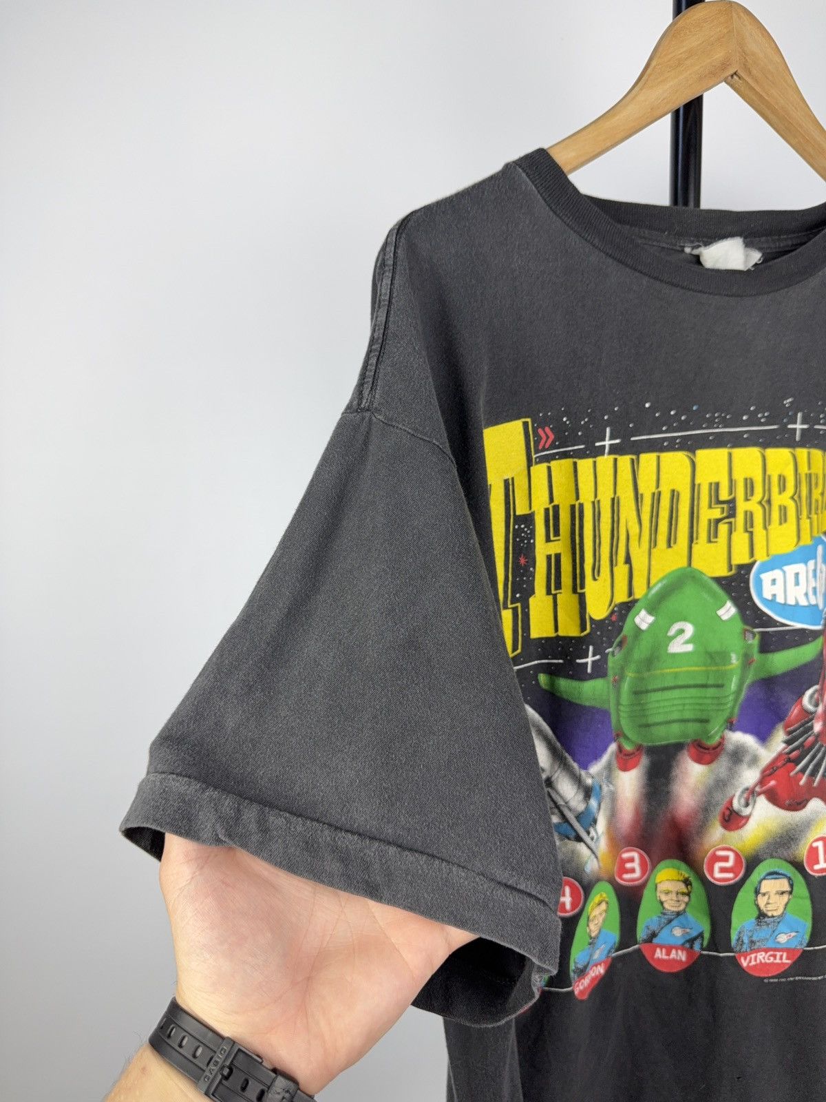 Sci-Fi Fantasy × Vintage Vintage 1991 Thunderbirds Are Go Movie Retro Faded T shirt Size US L / EU 52-54 / 3 - 8 Thumbnail