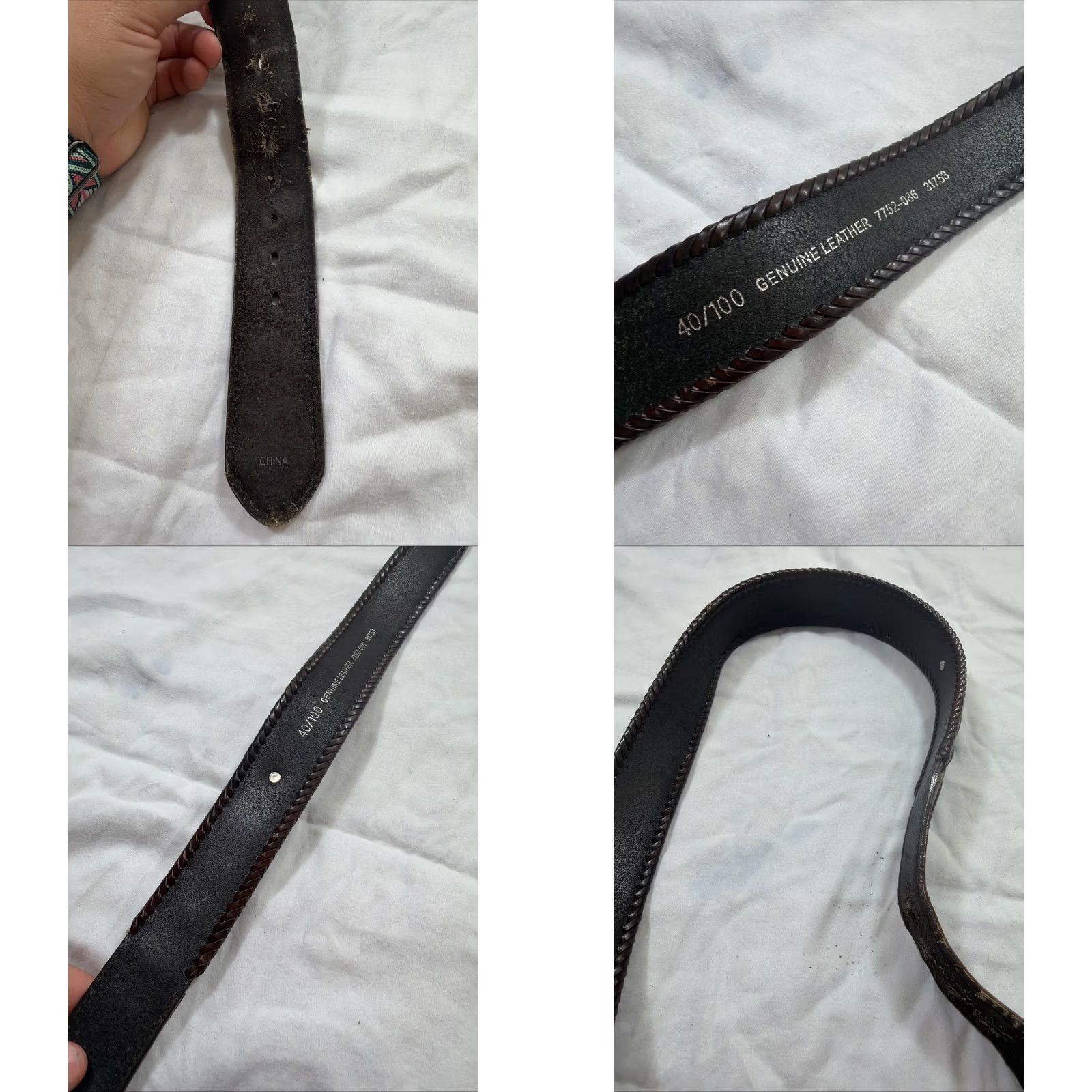 Vintage Unbranded Western Brown Leather Belt Size 40 Men Belt Brown Metal Accents Size 40 - 8 Thumbnail