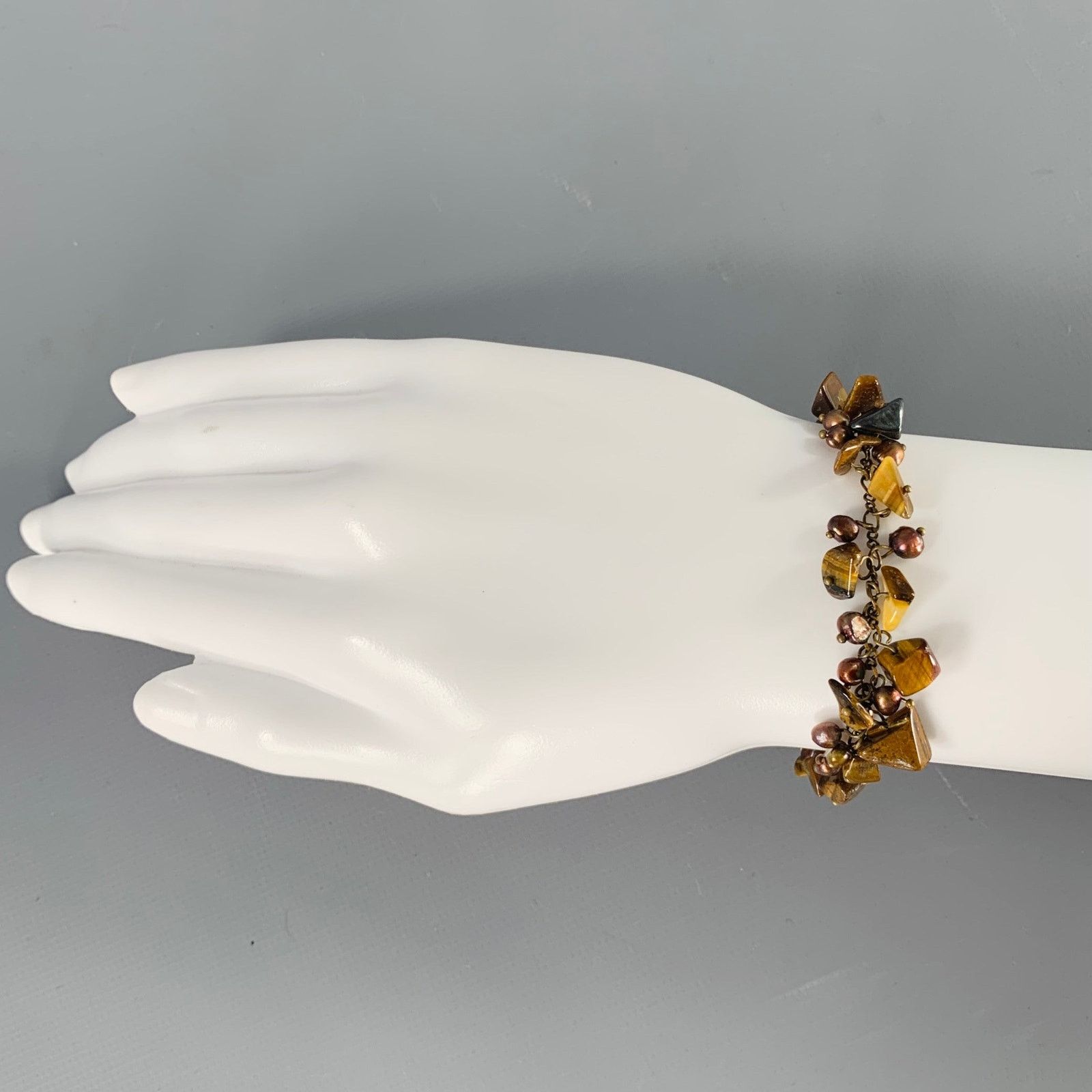 Vintage VINTAGE Brown Copper Gems Charm Bracelet Size ONE SIZE - 4 Thumbnail