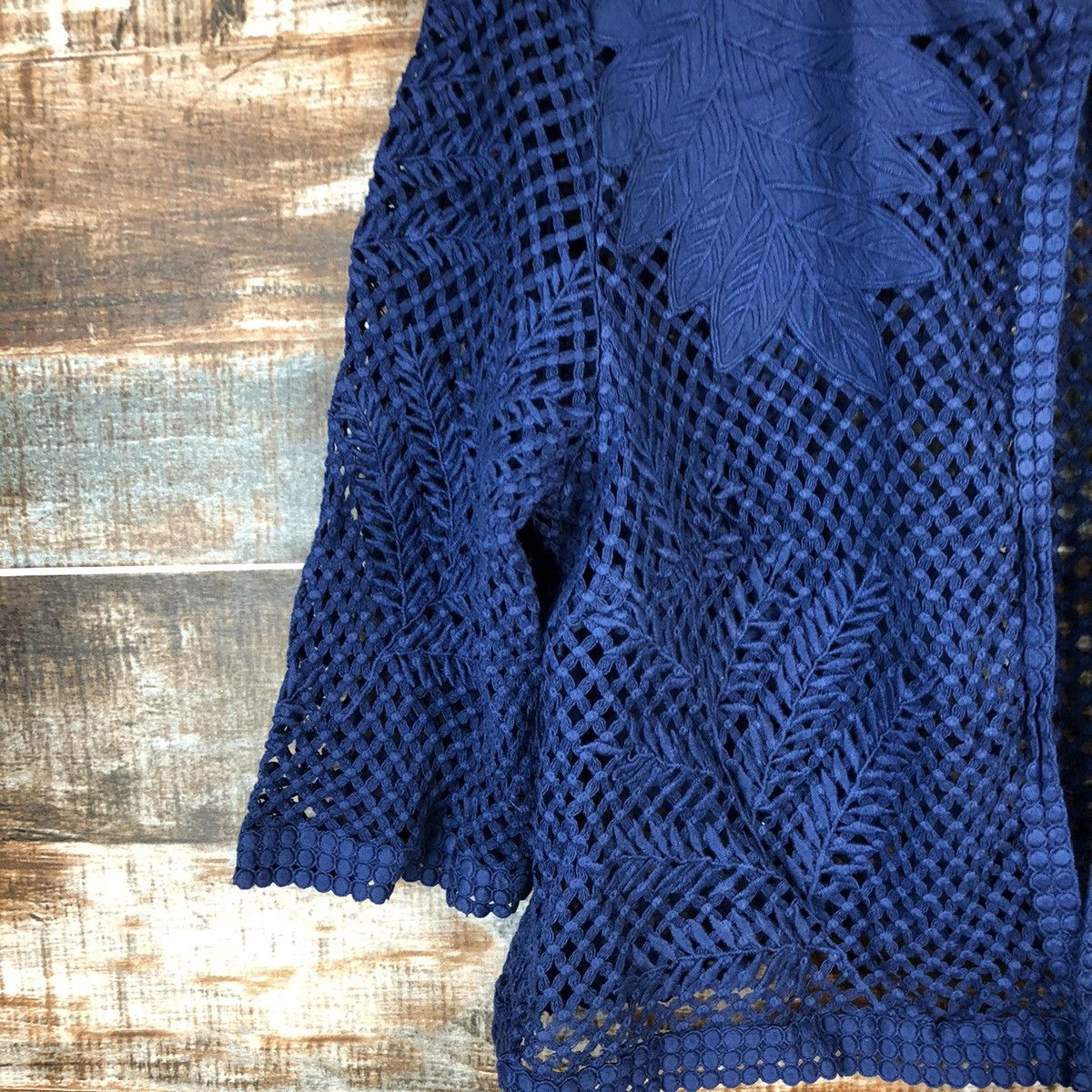 Hiroko Koshino Homme × Homespun Knitwear × Japanese Brand Hiroko Bis koshino Blue Knitwear crochet meshnet #A1557 Size M / US 6-8 / IT 42-44 - 7 Thumbnail