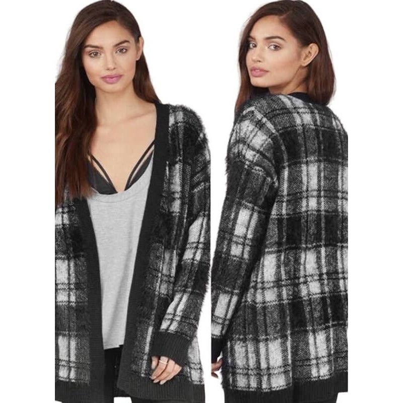 Other Tobi Cozy Mohair Open Front Plaid Winter Cardigan Small Size S / US 4 / IT 40 - 1 Thumbnail