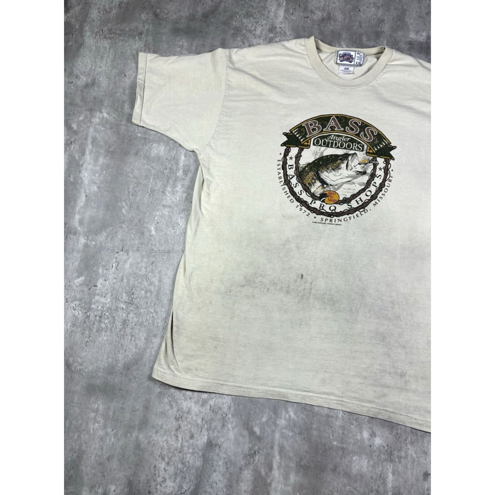 Vintage VINTAGE Bass 2XL T-Shirt Crew Neck Short Sleeve Graphic White 90s Fish Outdoor Mens Size US XXL / EU 58 / 5 - 4 Thumbnail