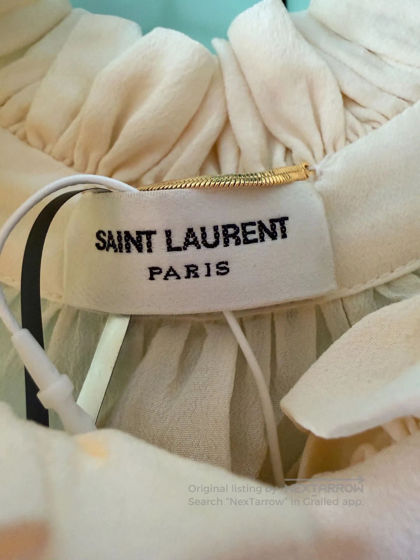 Yves Saint Laurent YSL Ivory Silk Ruffle Detail Shirt. Size S / US 4 / IT 40 - 3 Thumbnail