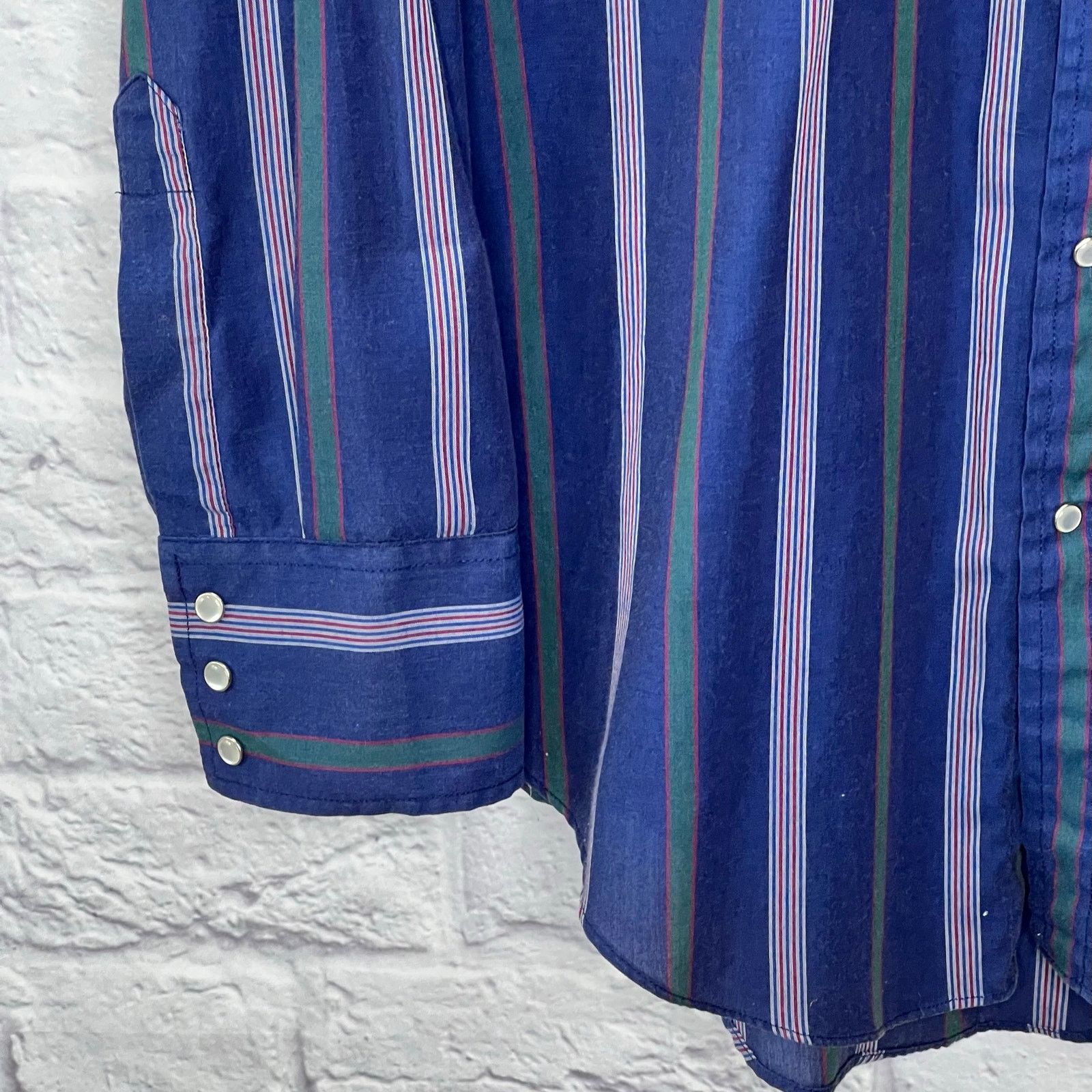 Vintage Vintage Fly Cattleman Striped Pearl Western Shirt XLT Blue Size US XL / EU 56 / 4 - 2 Thumbnail