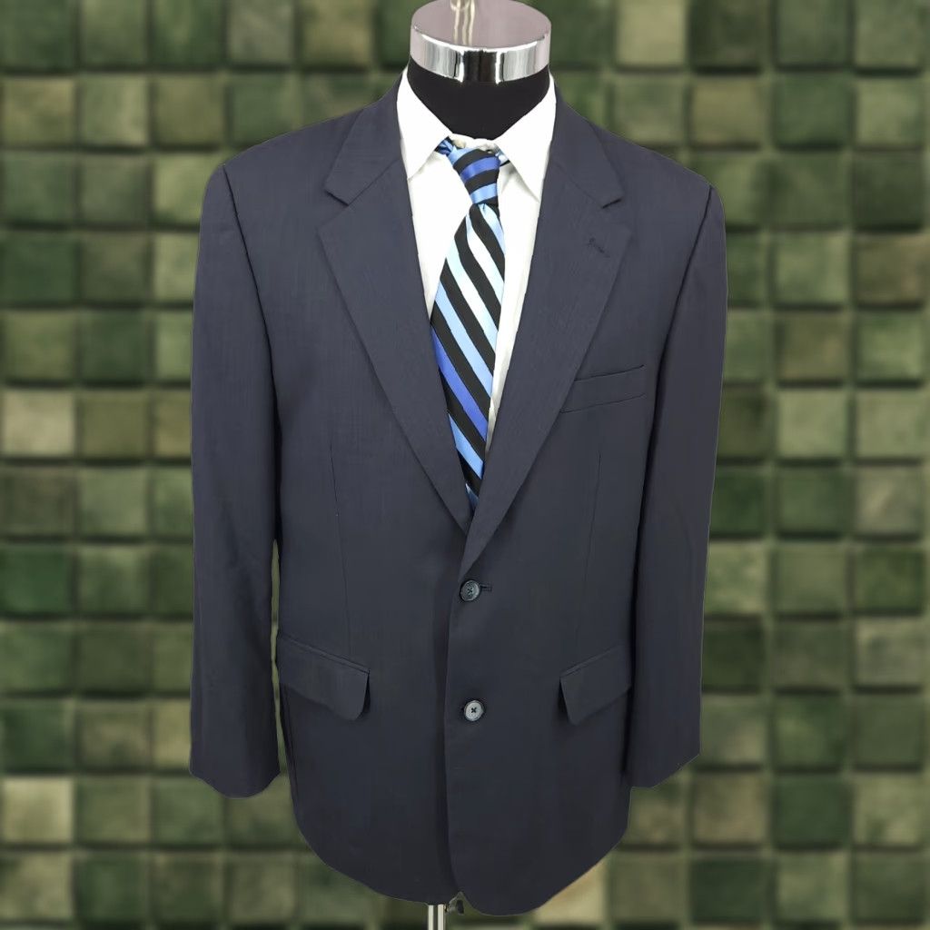 Vintage Savile Row Blazer Mens 40R Blue Wool Sport Coat Jacket 2 Buttons Vent Blazer Jacket Notch Lapel Single-Breasted Men Size 40R - 1 Thumbnail