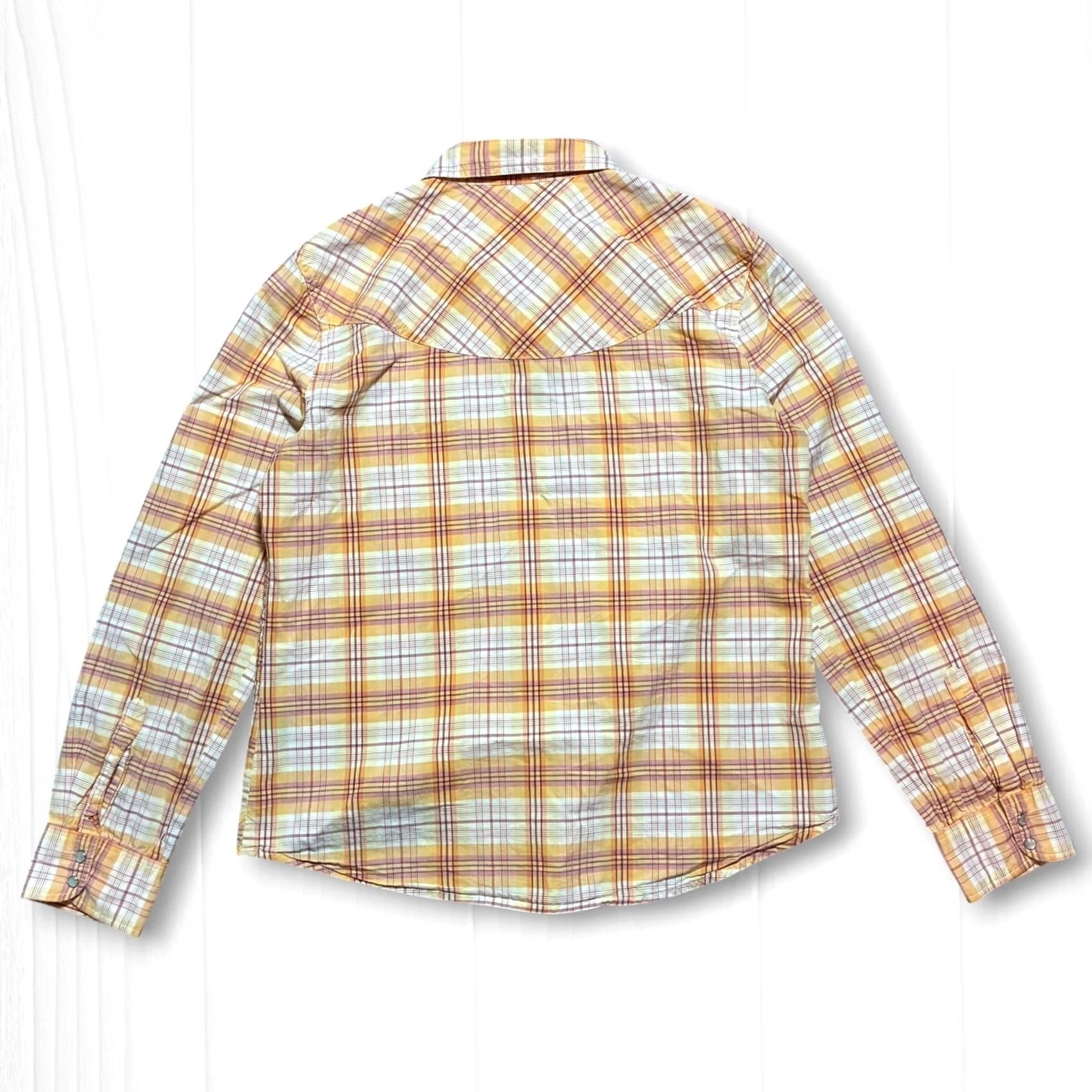 American Eagle Outfitters American Eagle Plaid Button-Up Western Womens L Orange Casual Shirt Size L / US 10 / IT 46 - 3 Thumbnail