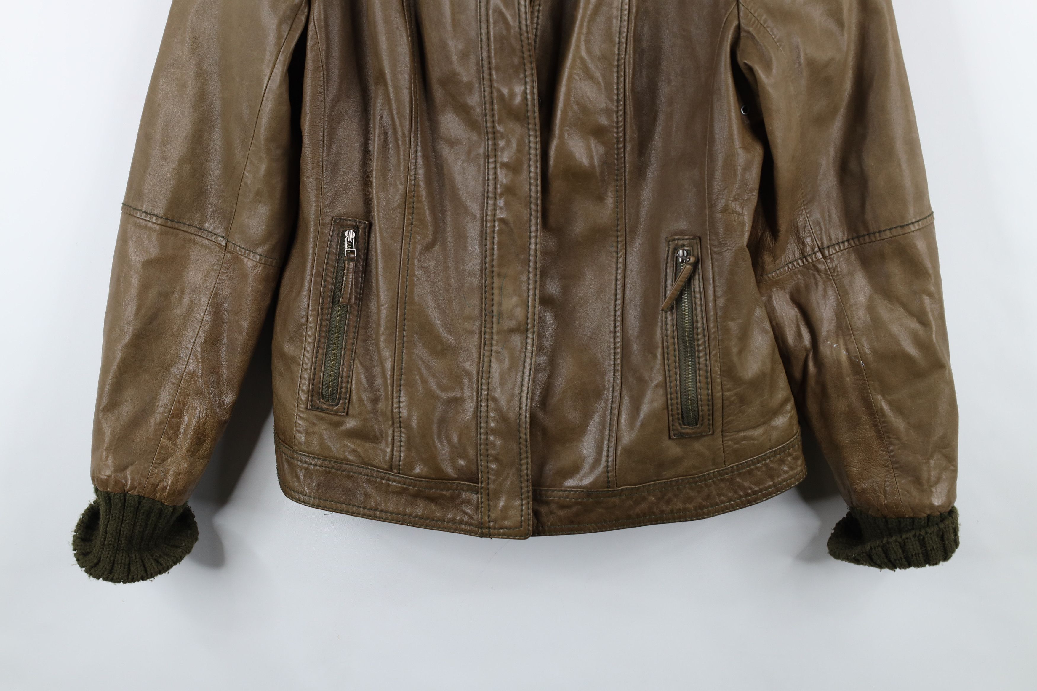 Eddie Bauer × Vintage Vintage Eddie Bauer Soft Lamb Leather Bomber Jacket Green Size L / US 10 / IT 46 - 3 Thumbnail