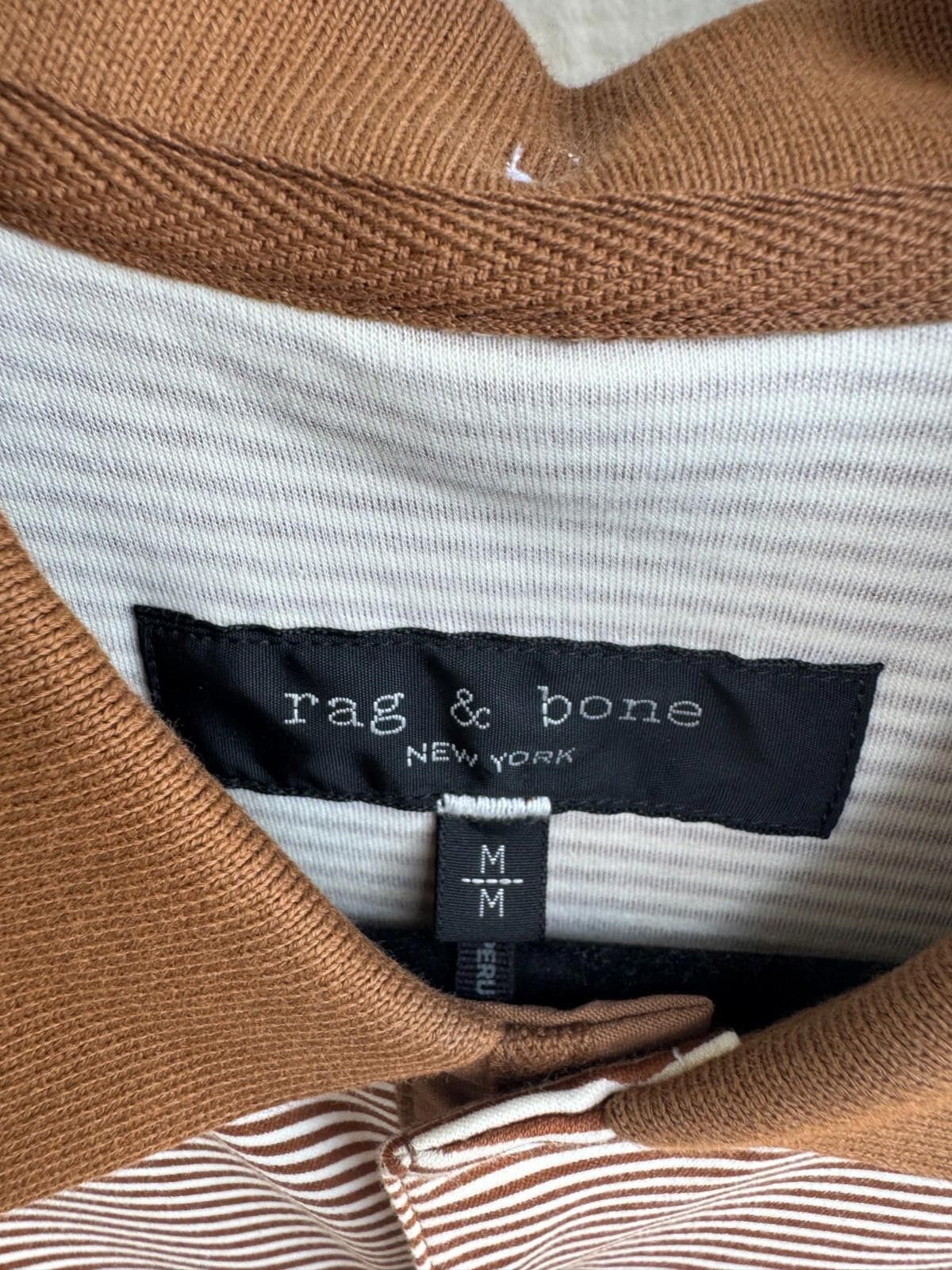 Rag & Bone Rag and Bone Men's Interlock Stripe Polo Khaki (Size Medium) Size US M / EU 48-50 / 2 - 4 Thumbnail
