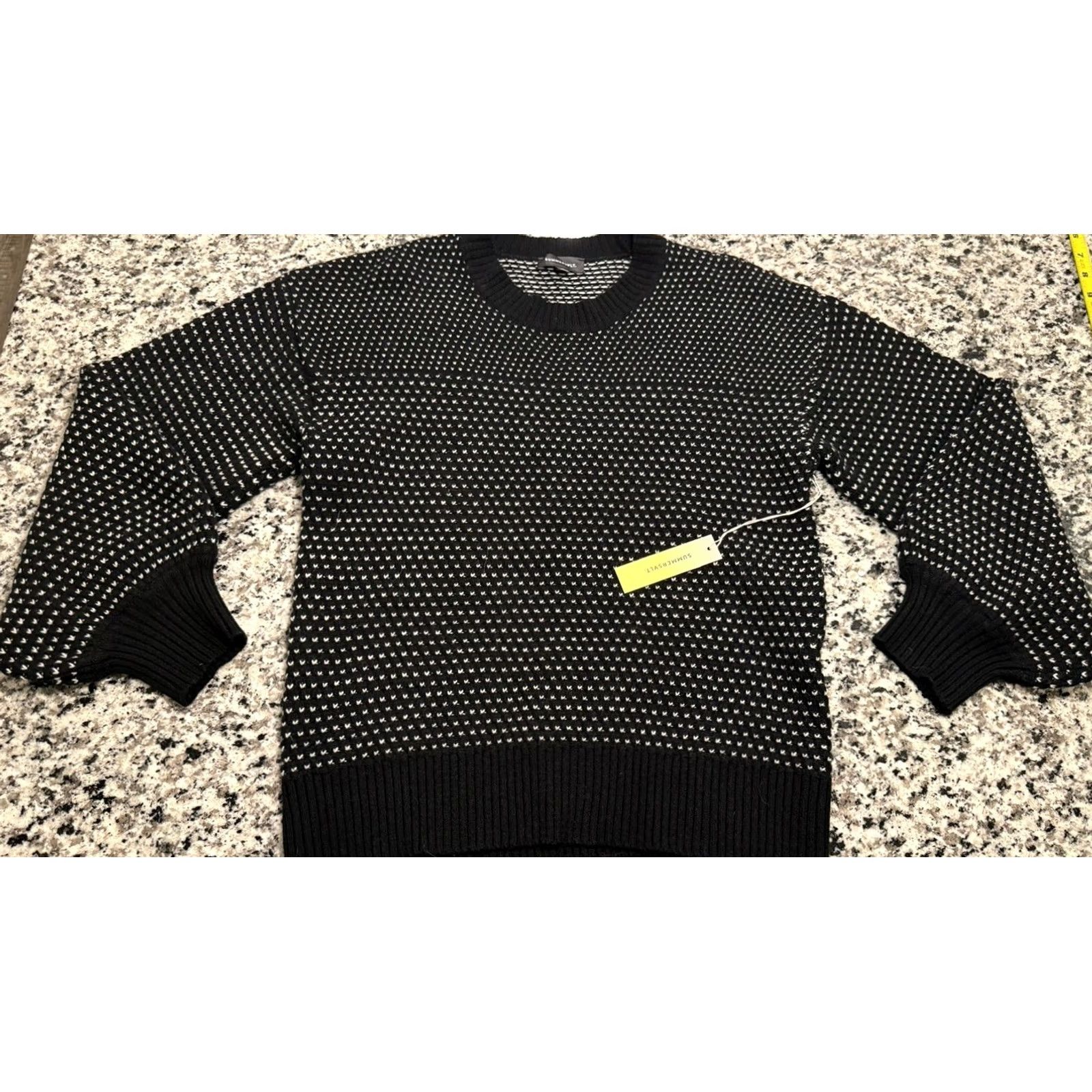 Vintage VINTAGE NWT Summersalt The Luxe Cashmere Wool Blend Mix Stitch Sweater M Black Crew Neck Women Pullover Knit Cap Size M / US 6-8 / IT 42-44 - 4 Thumbnail