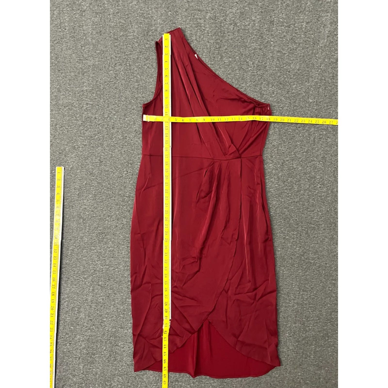 Vintage PrettyGarden Red One Shoulder Bodycon Midi Dress XL - Party Cocktail Sexy Stretch Women's Size XL / US 12-14 / IT 48-50 - 4 Thumbnail
