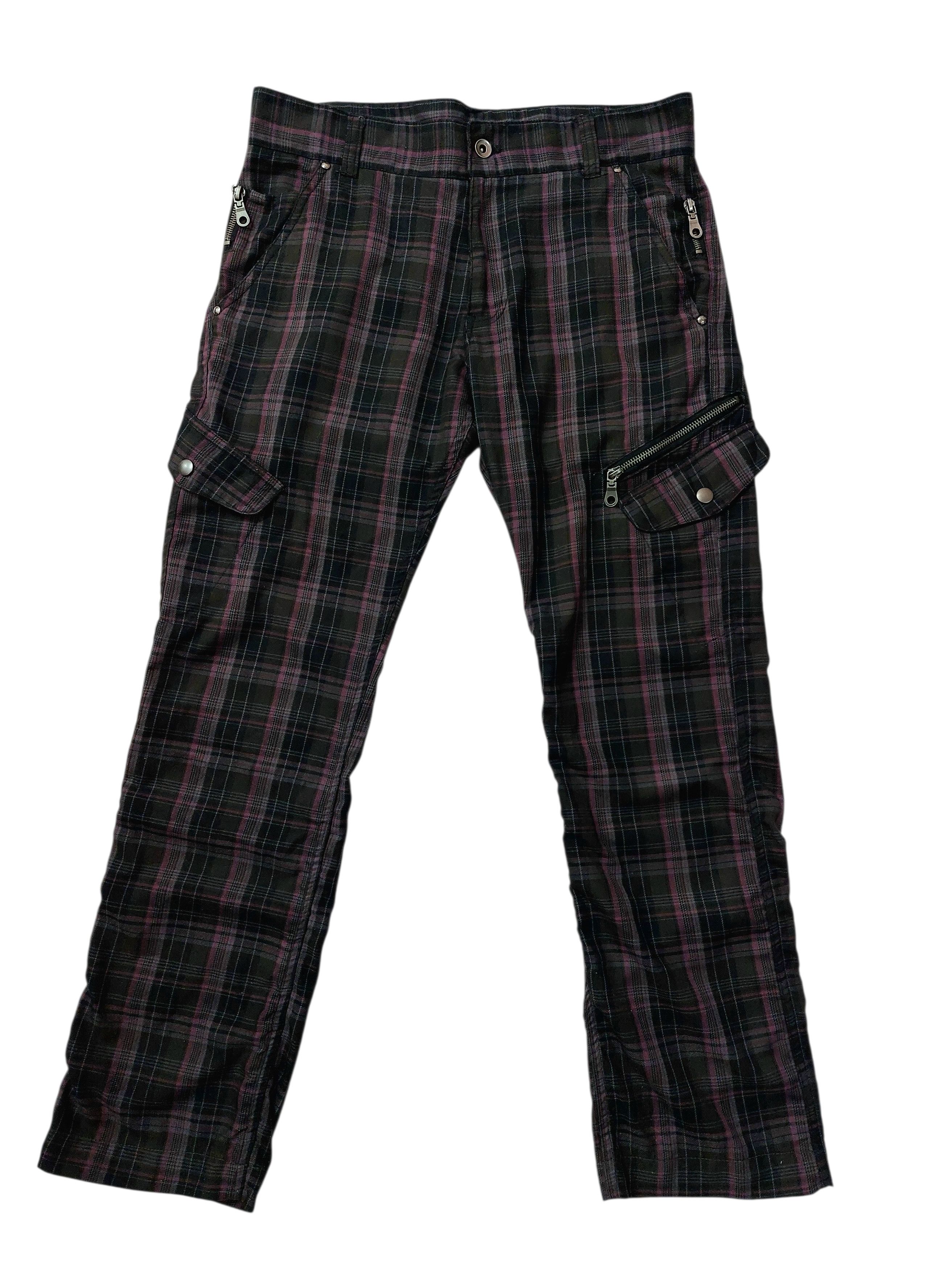 Vintage Grunge Y2K Punk Plaid Zip Nova Check Pants Size US 31 - 2 Thumbnail