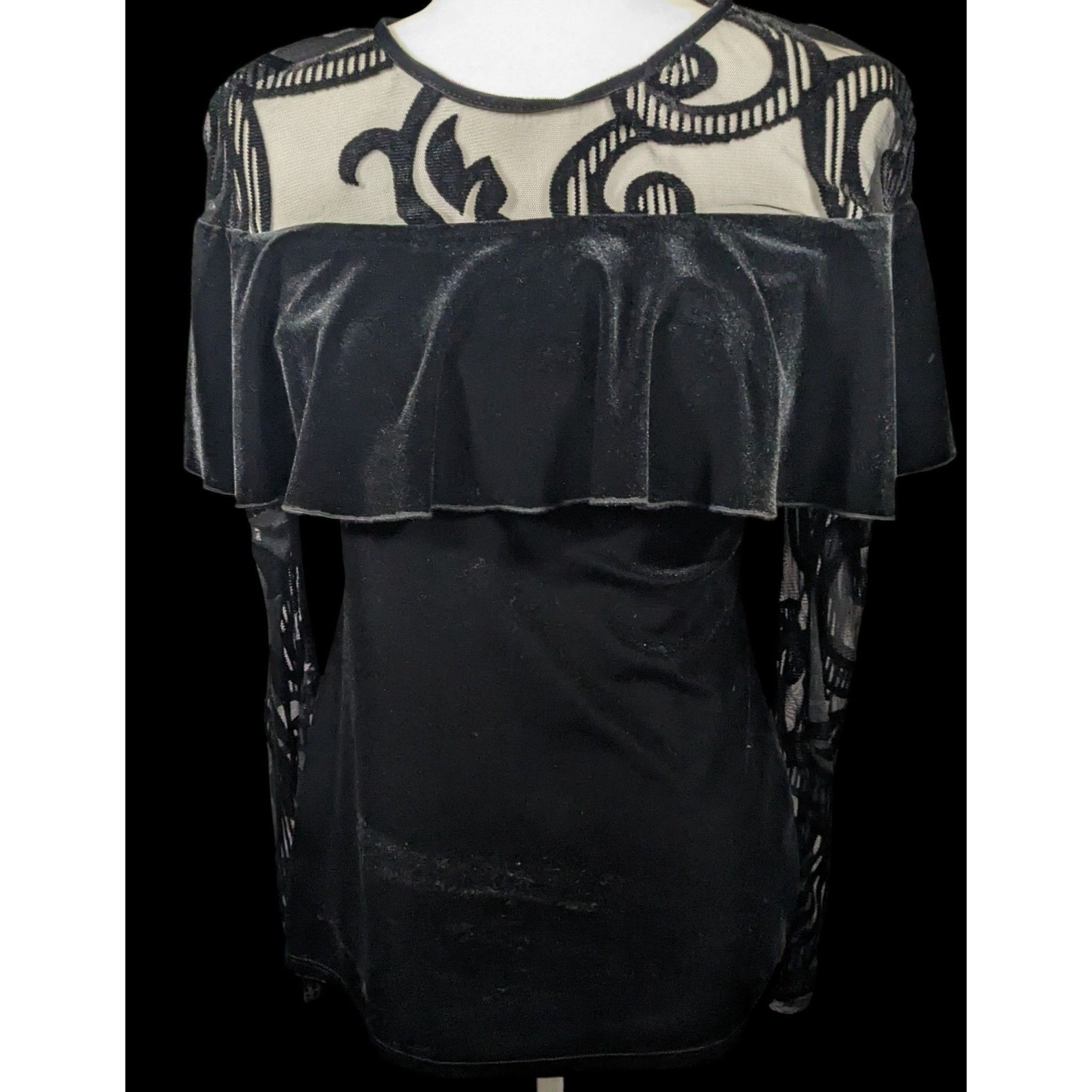 Frank Lyman Lyman by Frank Lyman Gothic Burnout Velvet Ruffle Top Size 4 Size S / US 4 / IT 40 - 3 Thumbnail