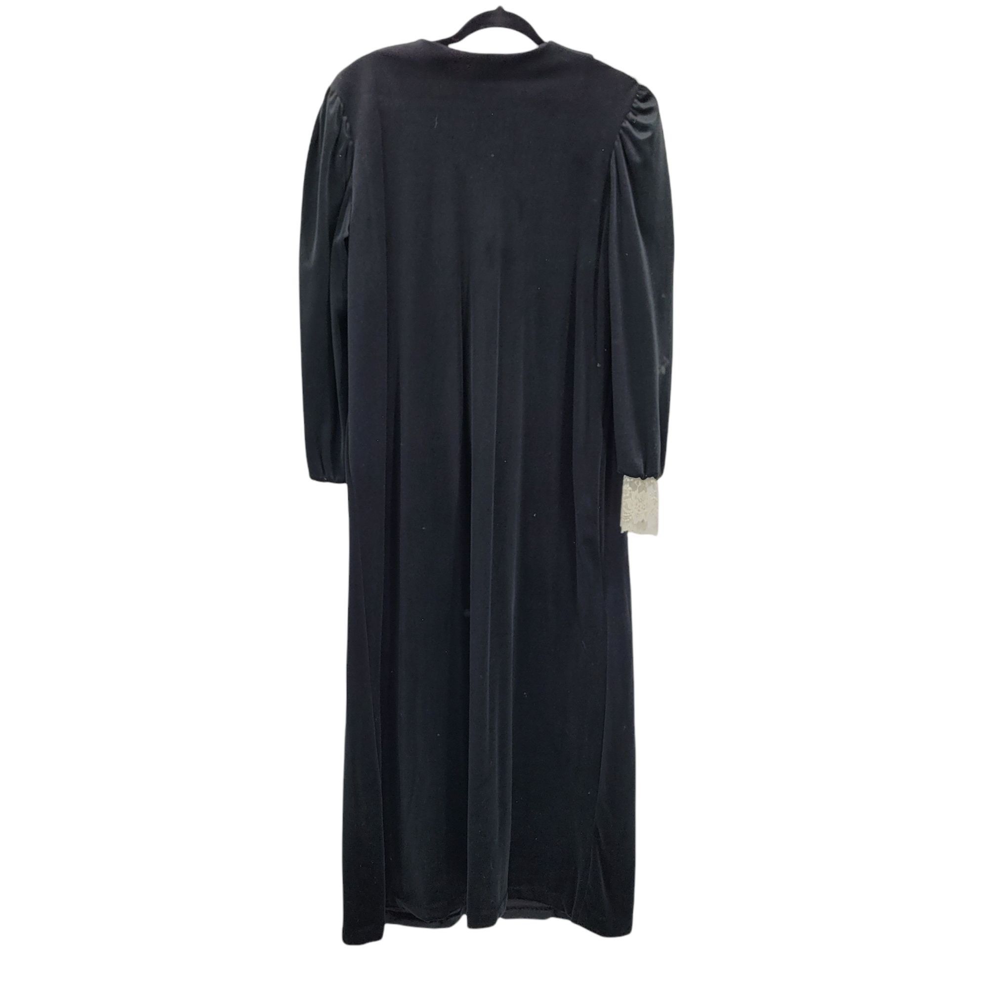 Vintage Vtg Velour Lace Embroidered Robe Housecoat Sz S Black Victor Size ONE SIZE - 8 Thumbnail