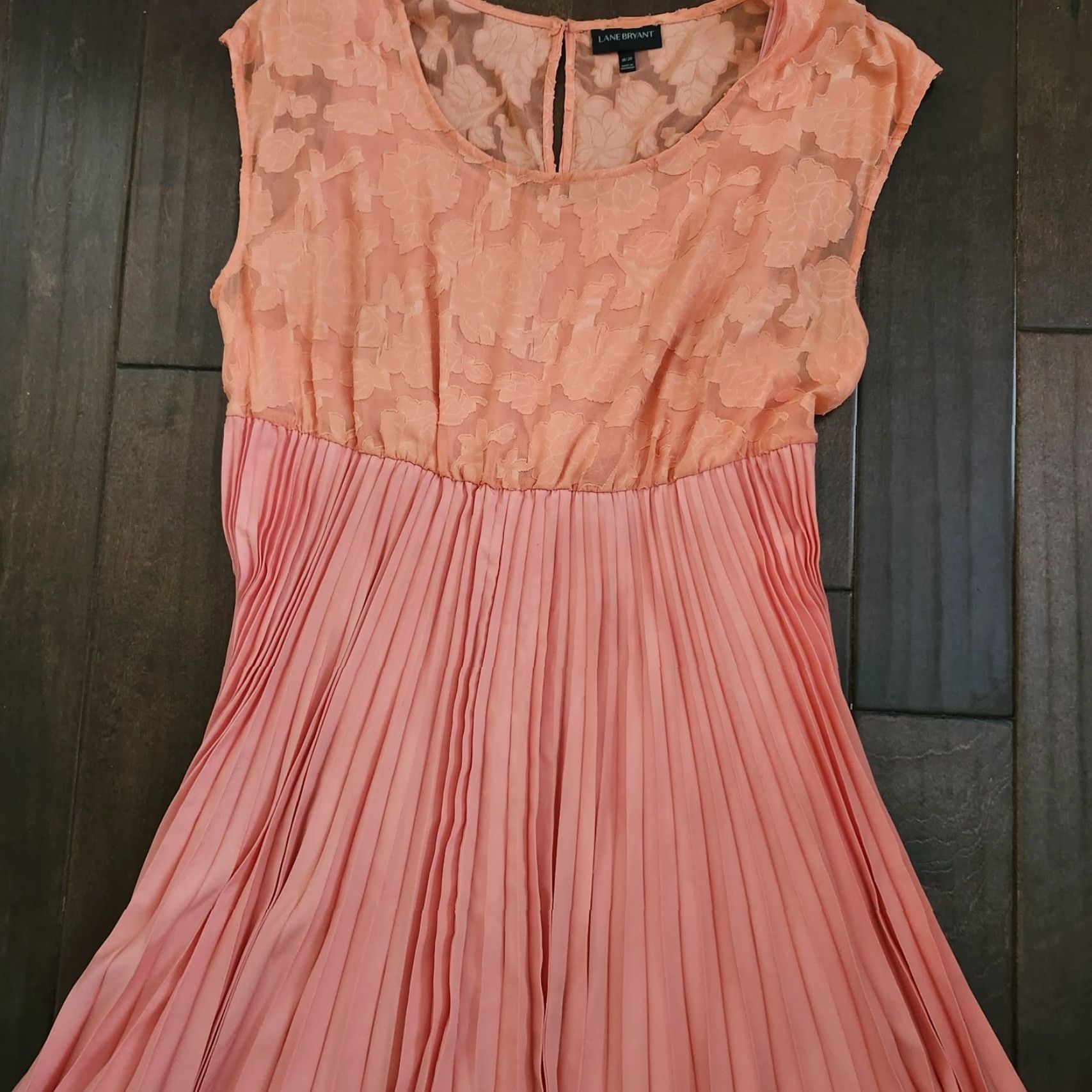 Vintage VINTAGE Lane Bryant Coral Lace Pleated Dress Womens 18/20 Midi Size XXL / US 16-18 / IT 52-54 - 5 Thumbnail