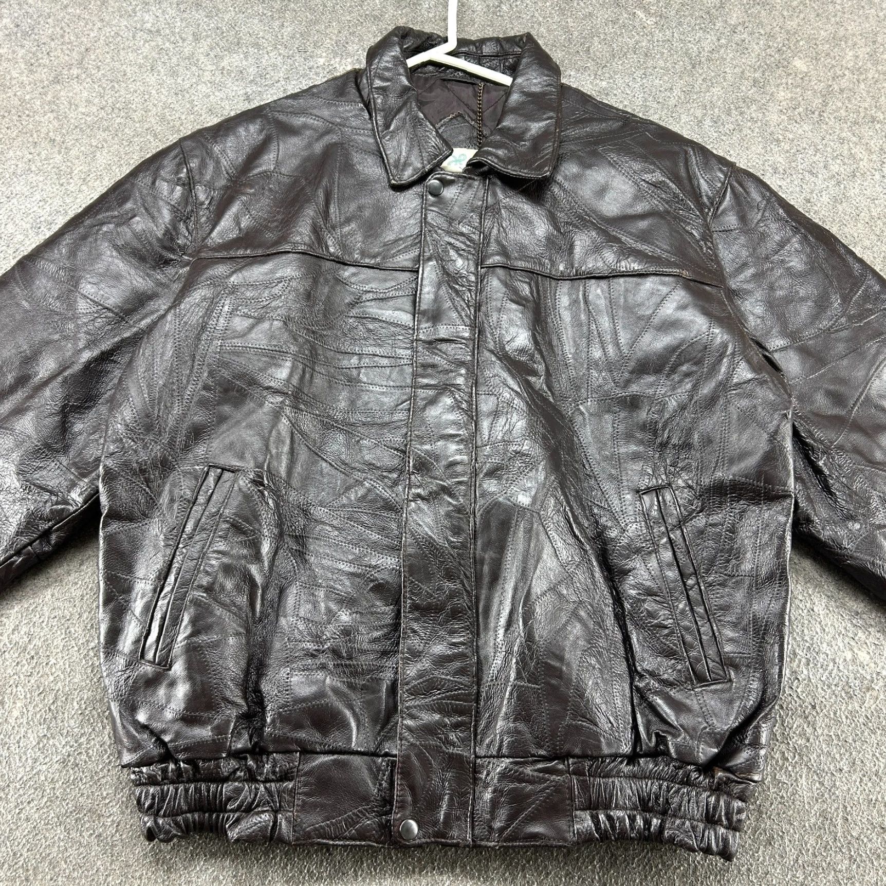Haband VINTAGE Haband Jacket Mens L Brown Bomber Leather Patchwork Lined 90s Western Casual Zip Coat Mens Size US L / EU 52-54 / 3 - 3 Thumbnail