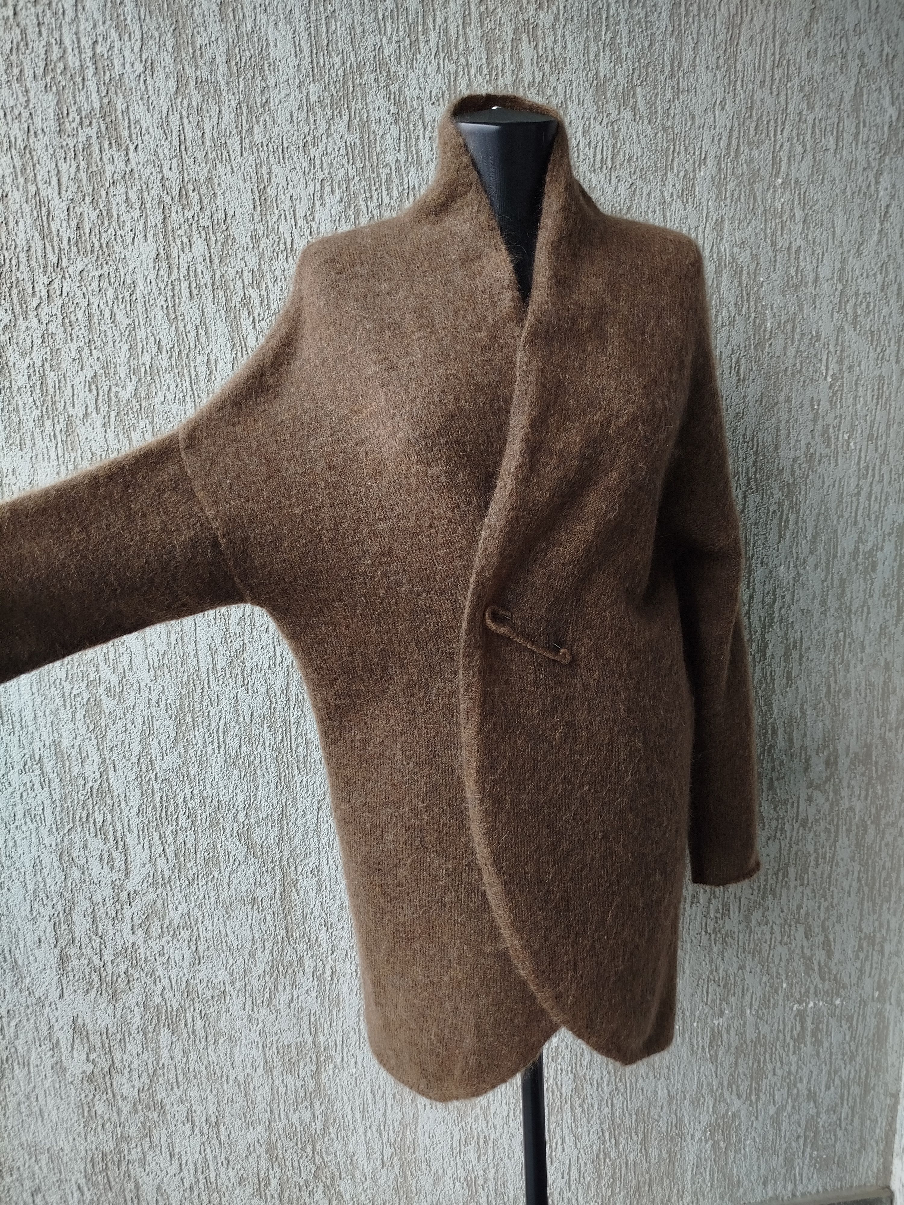 Sarah Pacini Cardigan Coat Wrap Pin Oversized Mohair Blend One Size Size ONE SIZE - 3 Thumbnail