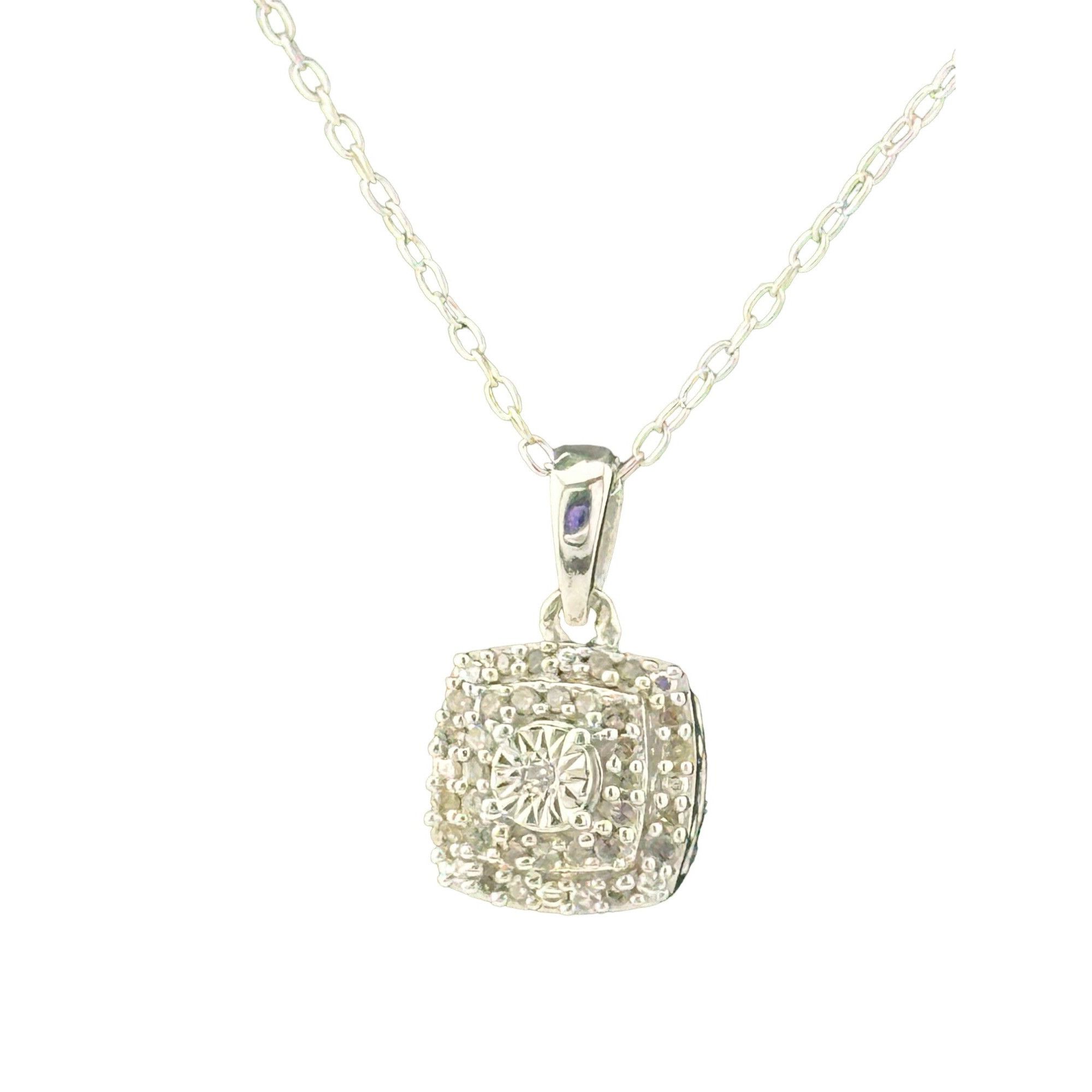 Stunning Cushion Cut 1/4 Carat Diamond Pendant with Necklace