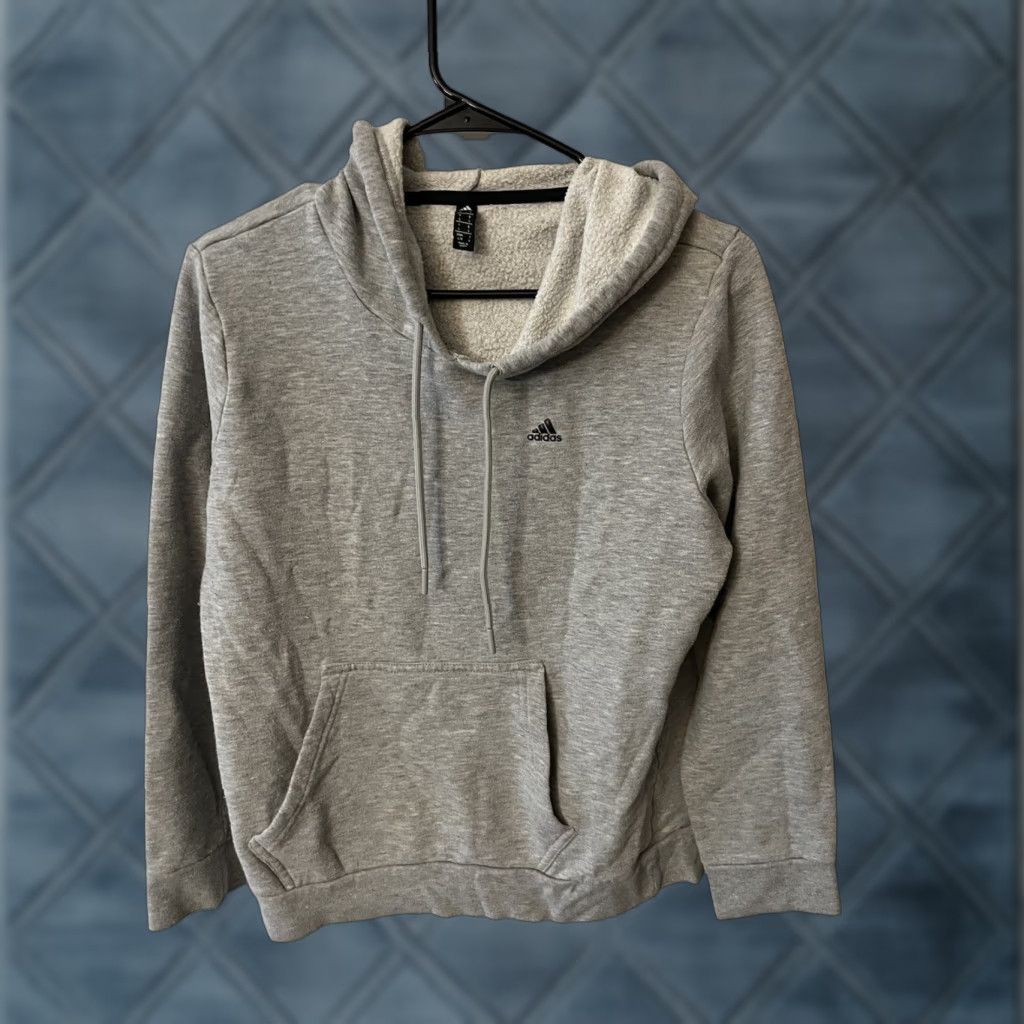 Adidas Adidas Hoodie Mens Large Sports Pockets Outdoors Long Sleeve Grey Color Knit Cotton Pullover All Seasons Hooded Pockets Sports Size US L / EU 52-54 / 3 - 1 Thumbnail