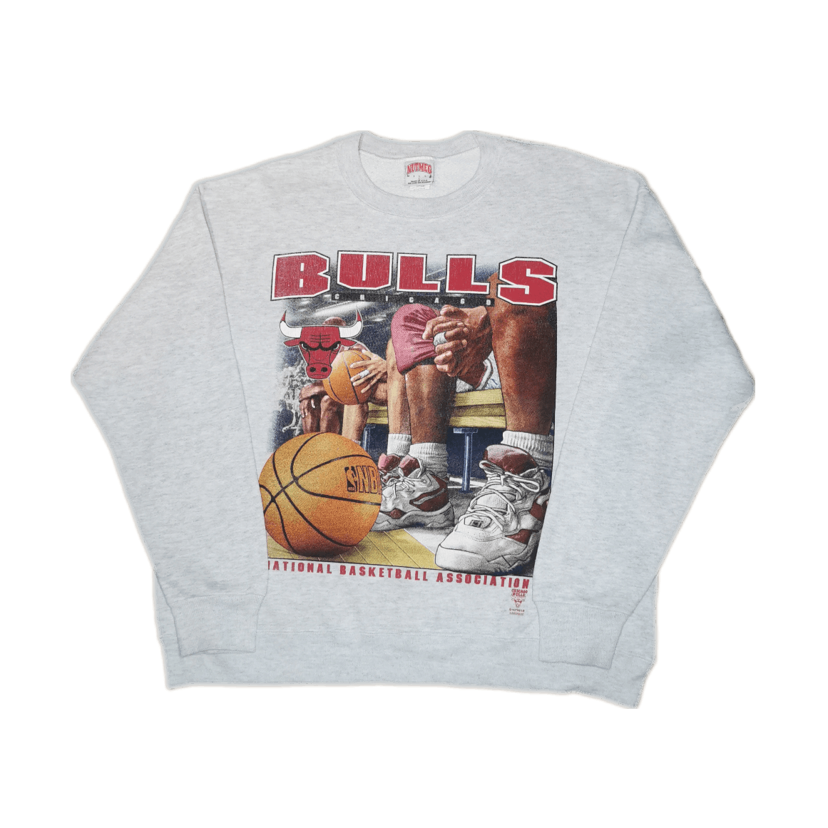 NBA 90s Vintage Chicago Bulls Foot Bench Sweatshirt Streetwear Size US XL / EU 56 / 4 - 1 Thumbnail