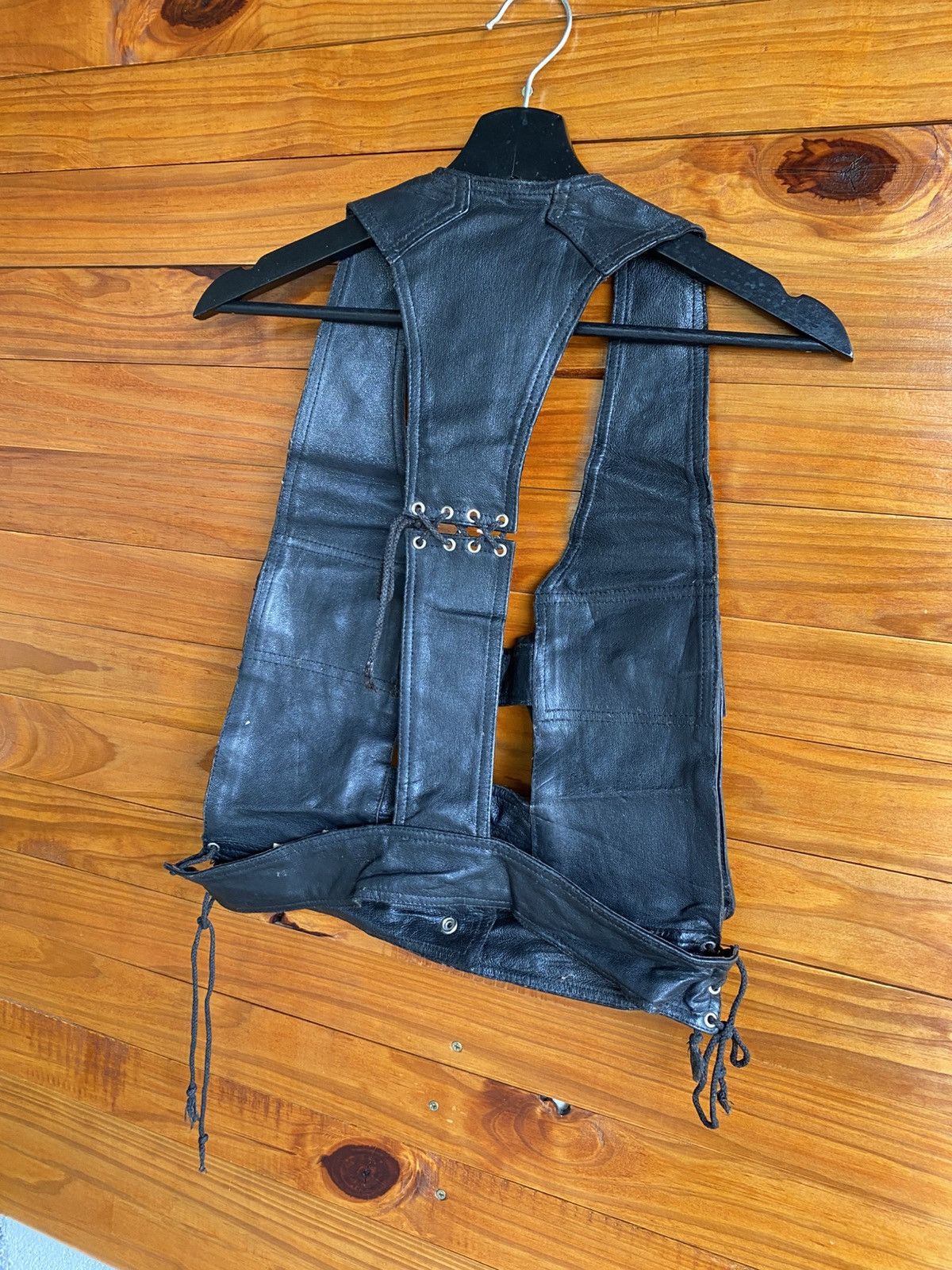 Genuine Leather Black Leather Utility Vest Bike Style Adjustable Strap Vest Size US S / EU 44-46 / 1 - 9 Thumbnail