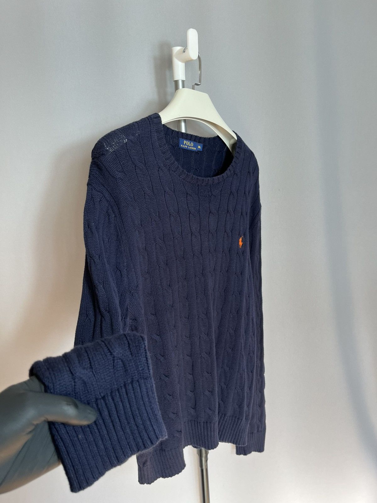 Polo Ralph Lauren Polo Ralph Lauren Cable Knit Sweater Navy Cotton Mens Size US XL / EU 56 / 4 - 4 Thumbnail